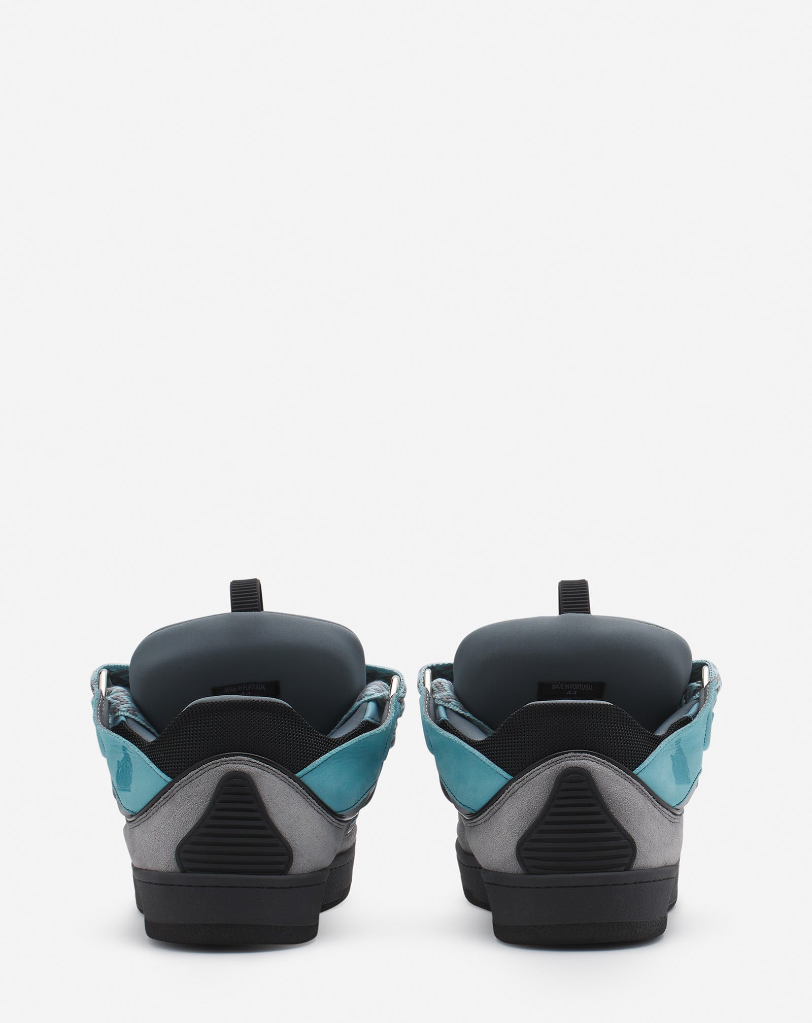 LEATHER CURB SNEAKERS - LIGHT BLUE/ANTHRACITE