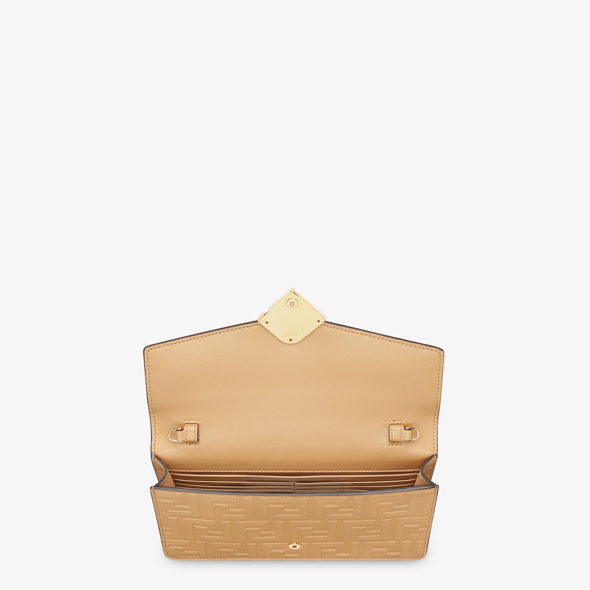 FF Diamonds Wallet On Chain Light brown FF leather wallet