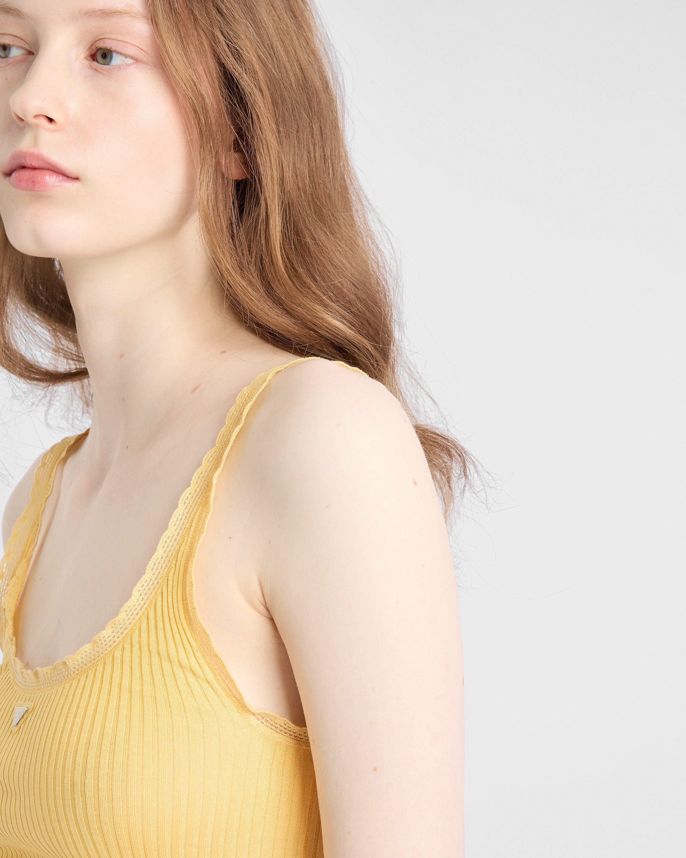 Ribbed cotton top Yellow