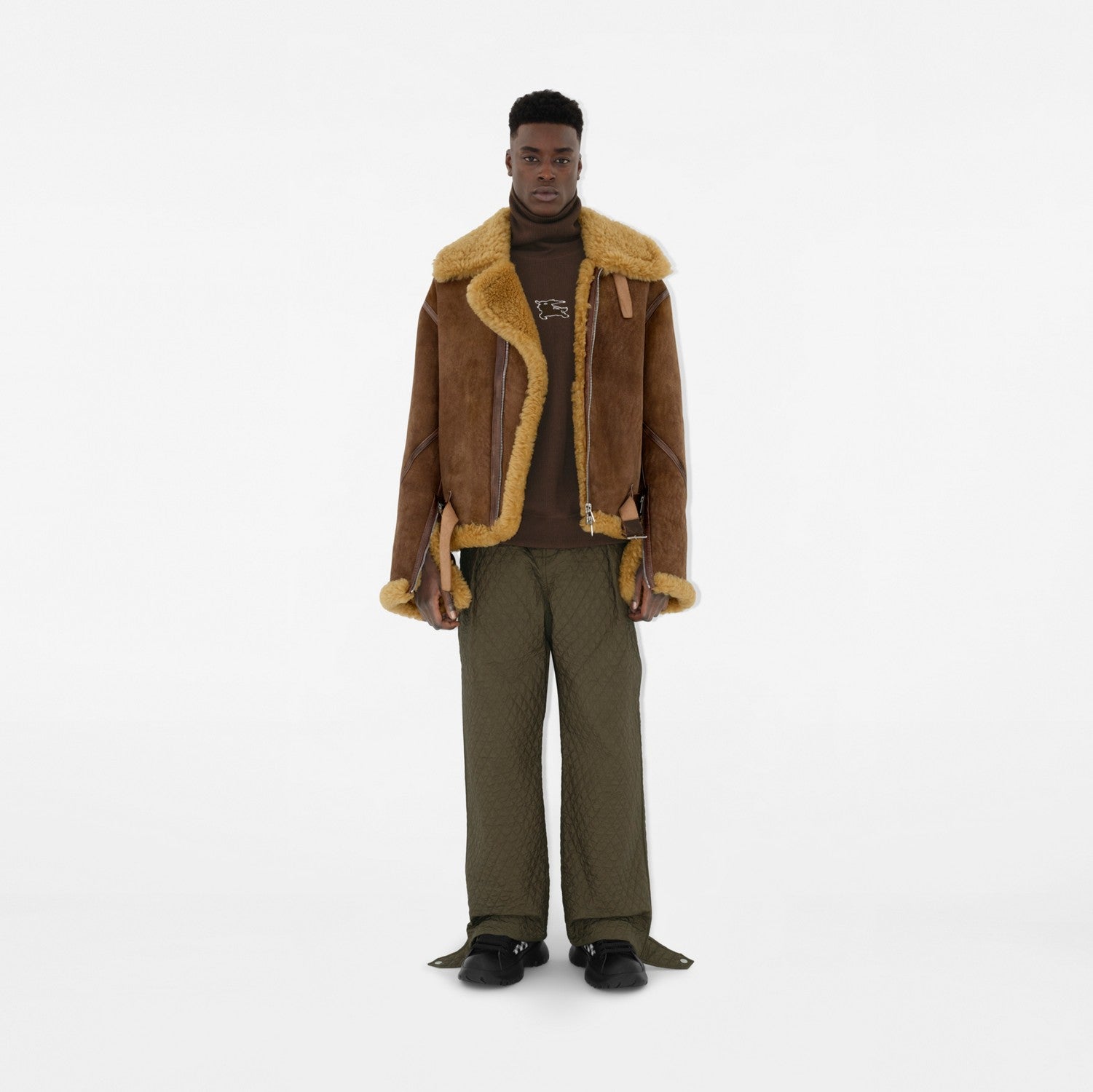 Shearling Aviator Jacket - Moss