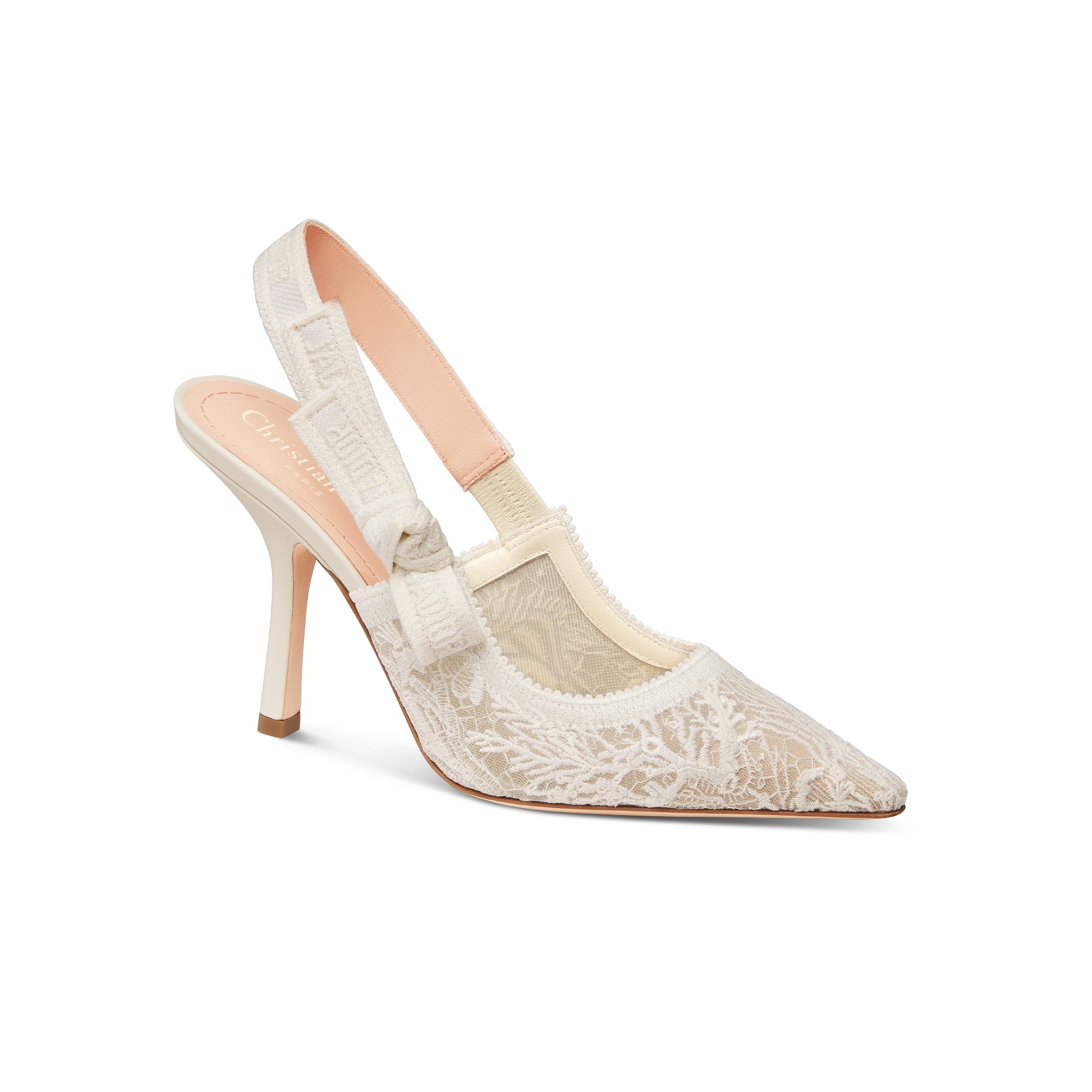 J'Adior Slingback Pump - Transparent Mesh Embroidered with White Dior Cabinet de la Mer Motif