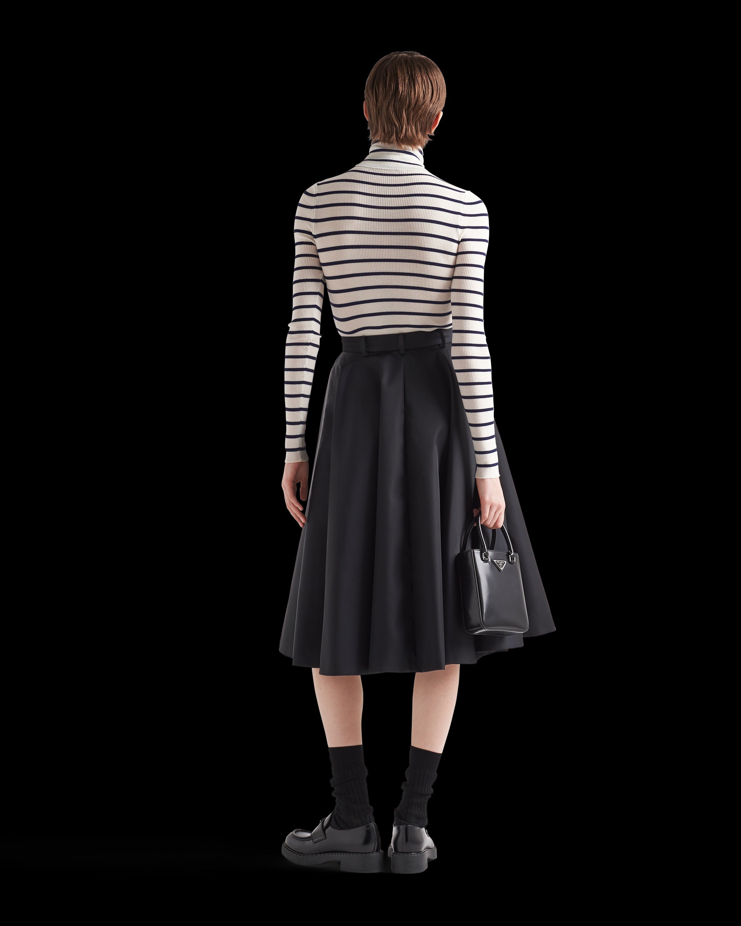Superfine wool turtleneck sweater Ivory/Navy Blue