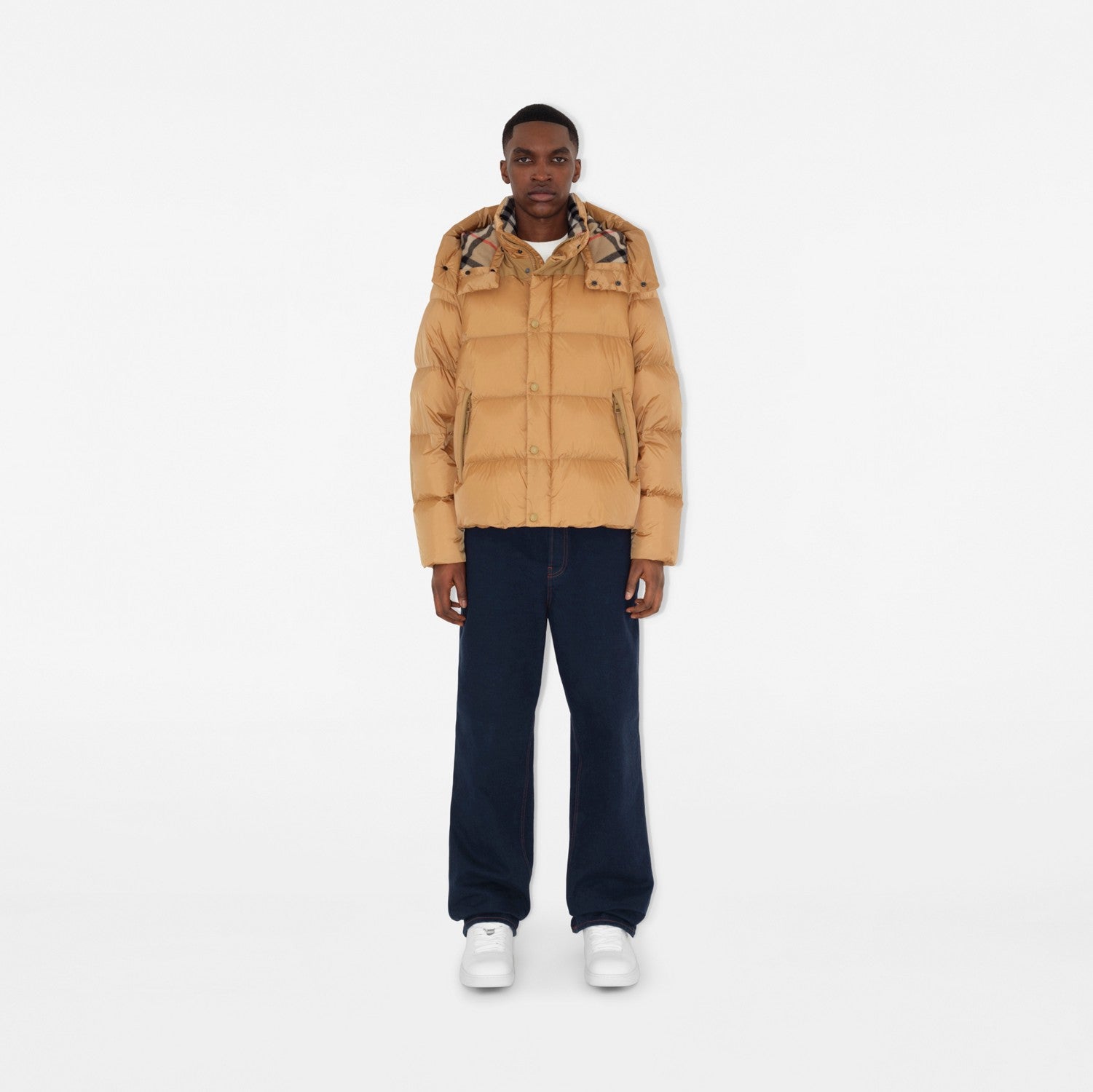 Detachable Sleeve Nylon Puffer Jacket - Warm honey