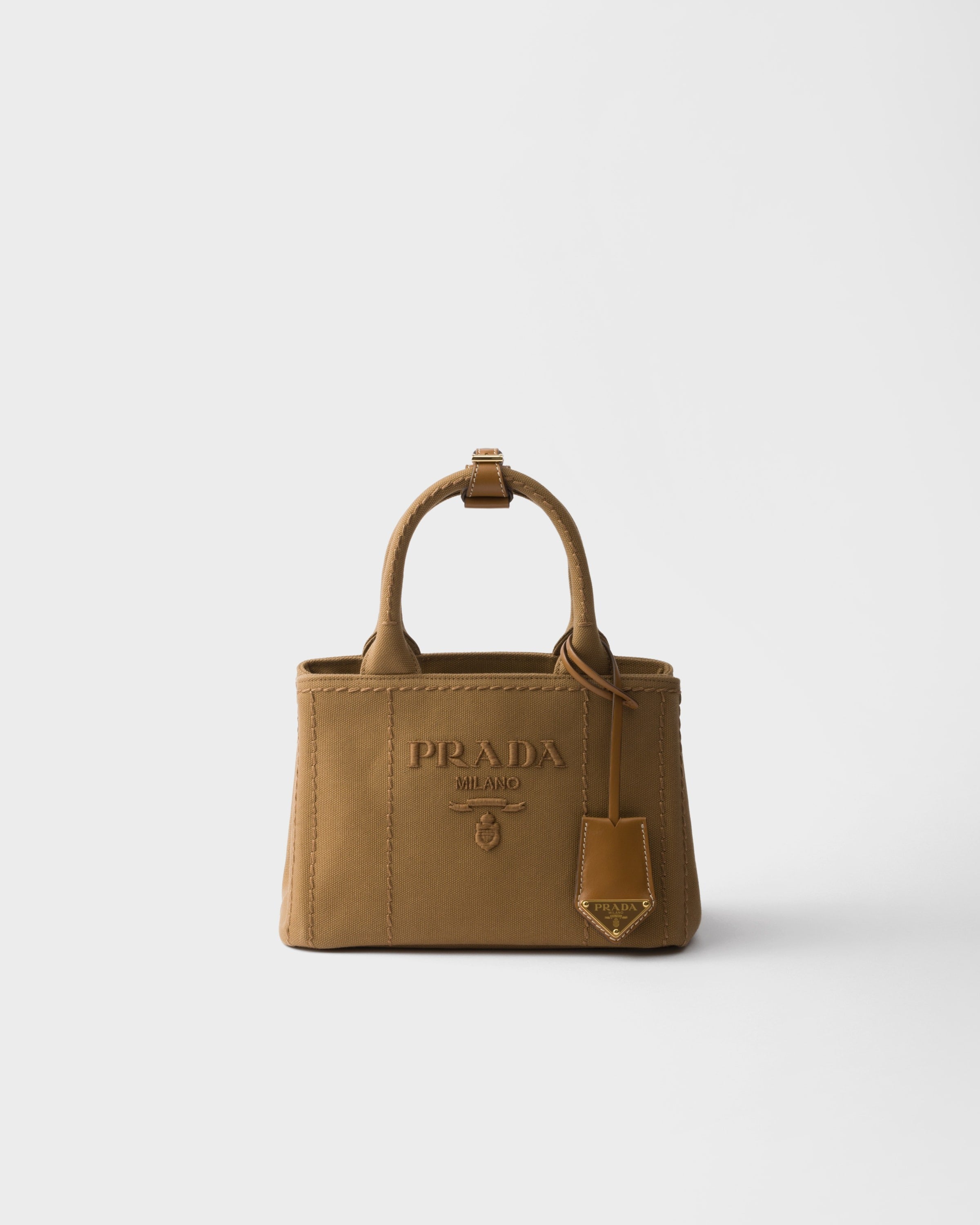 Prada Jardinière cotton canvas mini handbag Tabacco