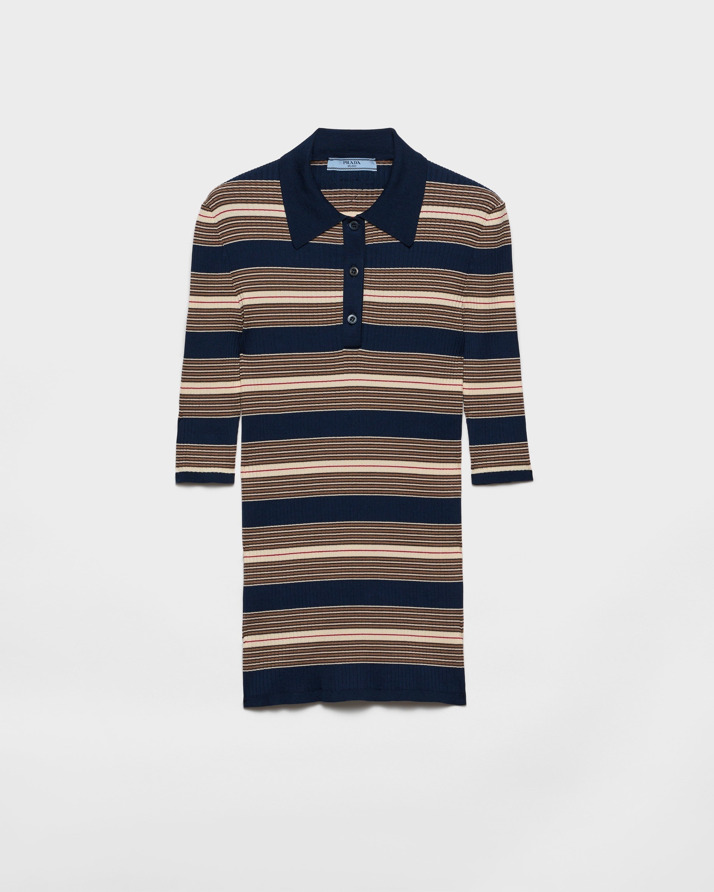 Striped cotton polo shirt Navy