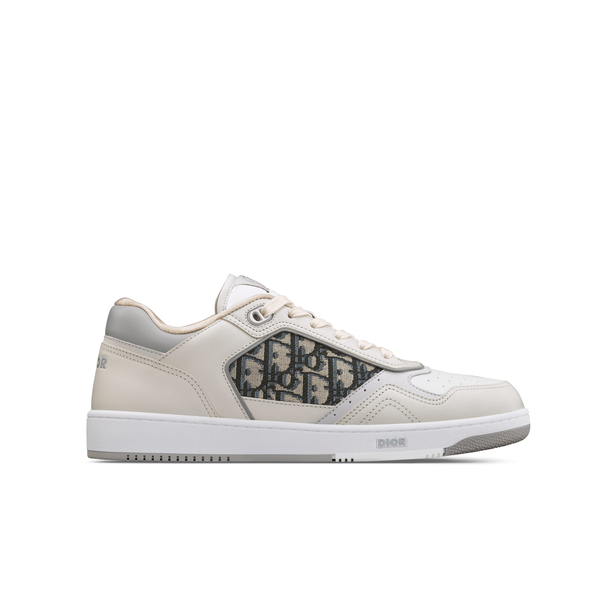 B27 Low-Top Sneaker - Cream and White Smooth Calfskin with Beige and Black Dior Oblique Jacquard