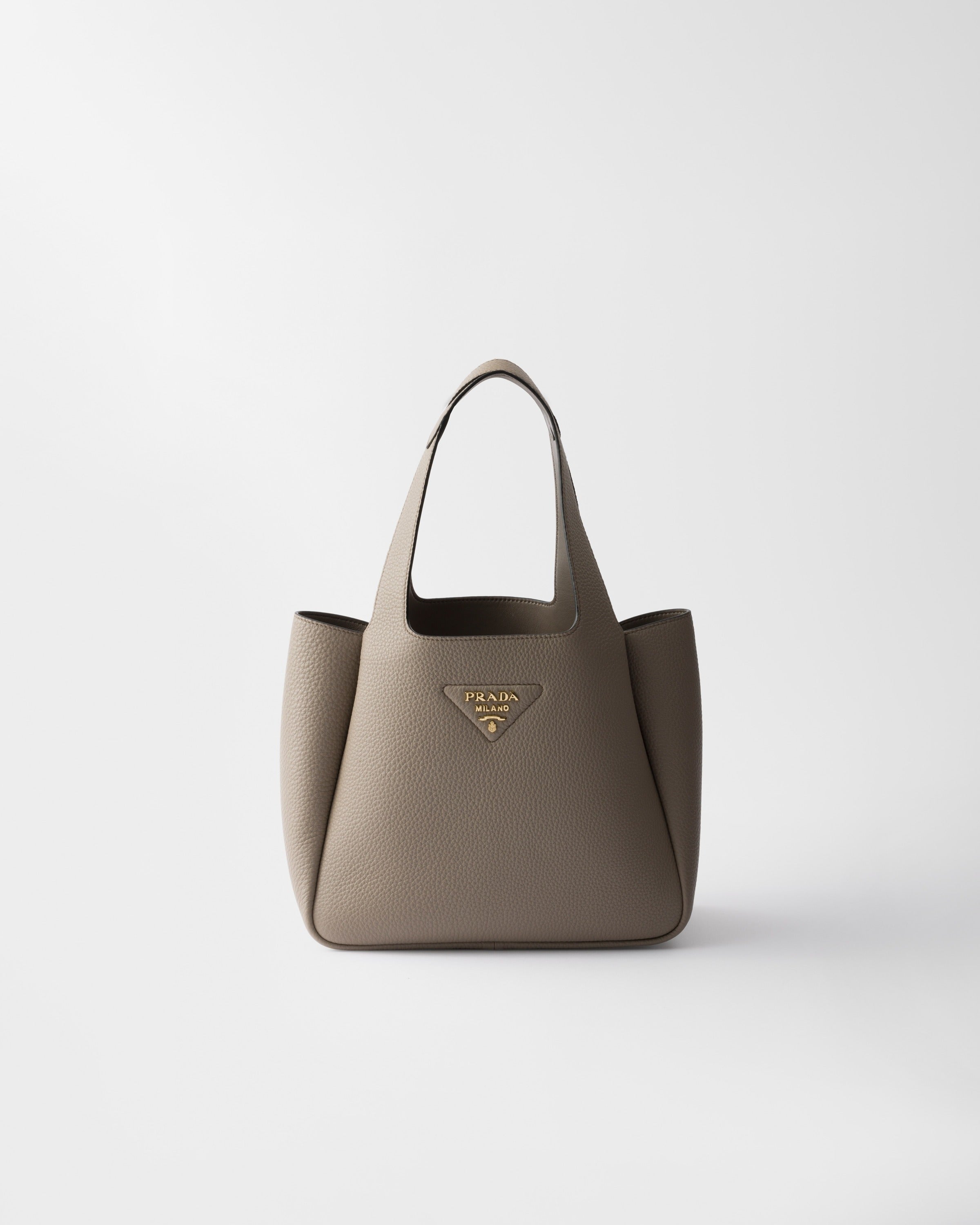 Small leather tote bag Clay Gray