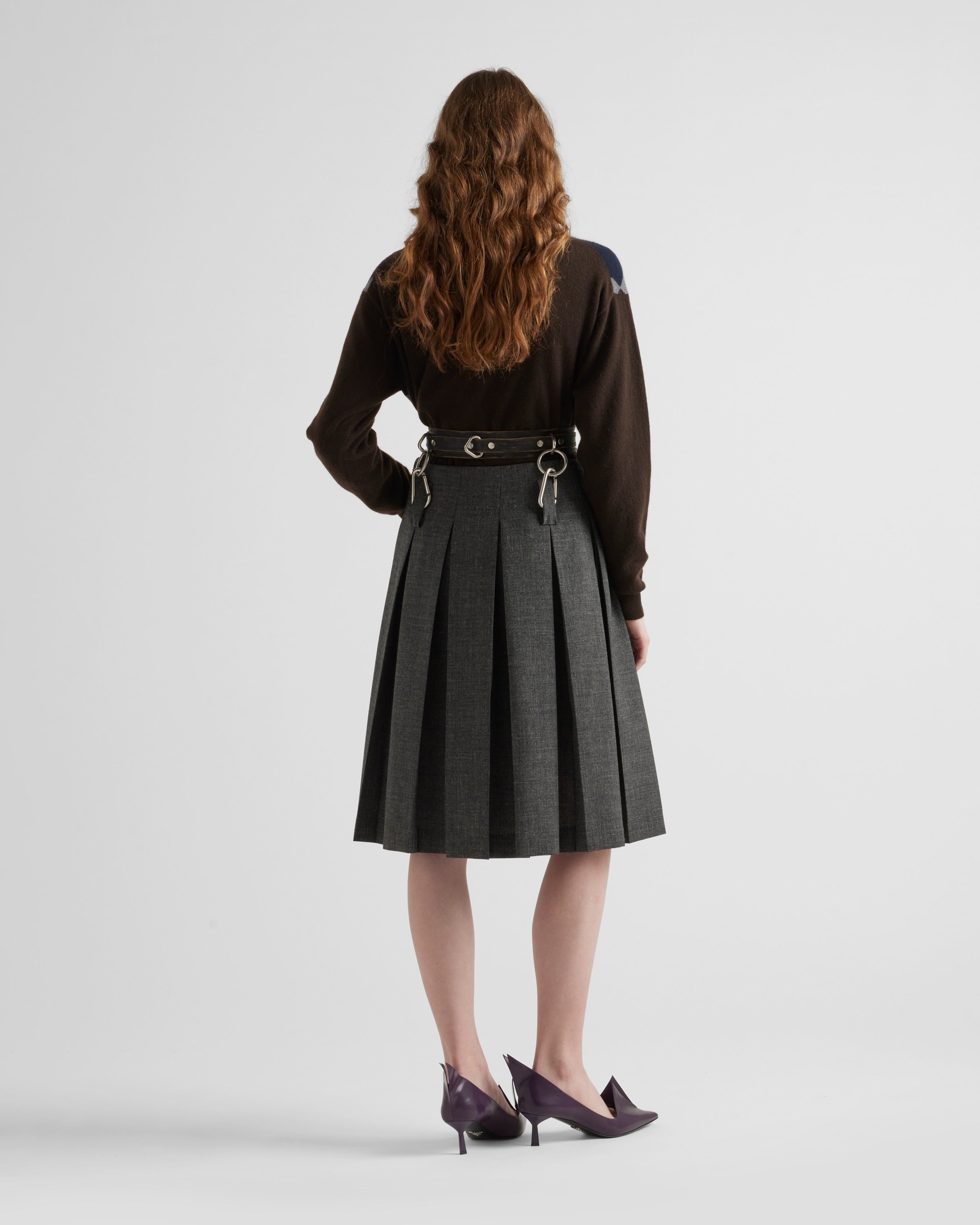 V-neck cashmere sweater Dark Brown/Blue