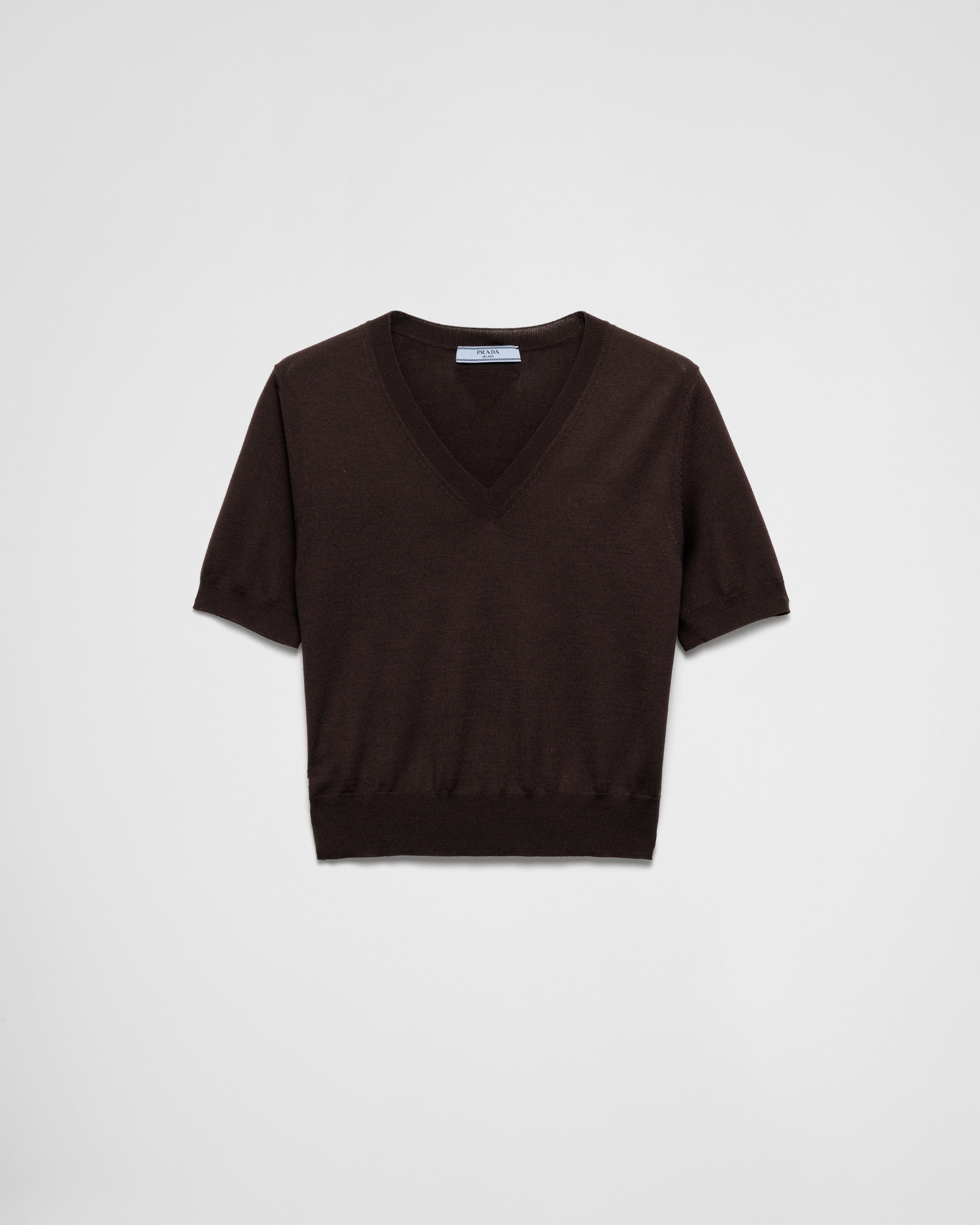 V-neck wool sweater Cocoa Brown