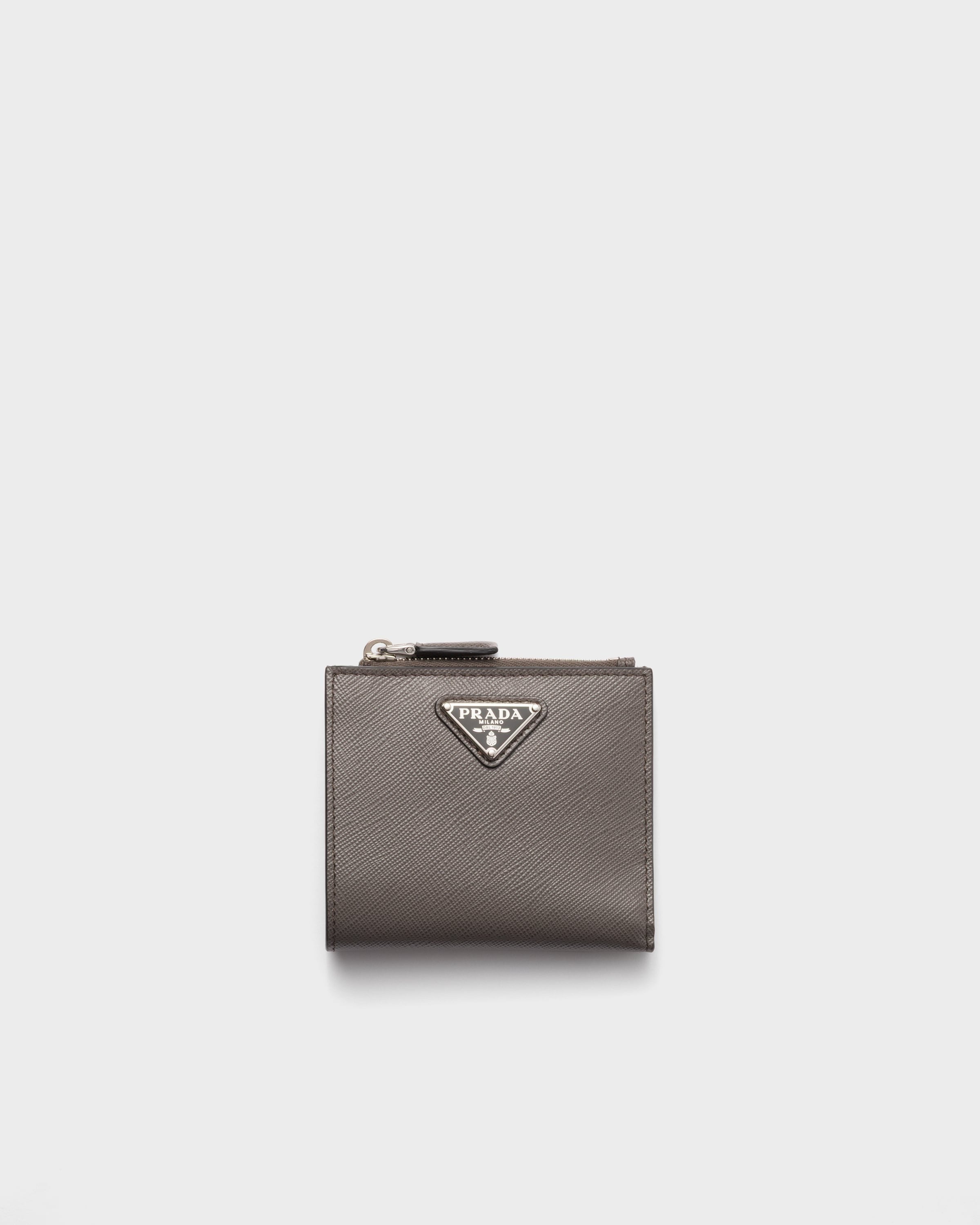 Small Saffiano leather wallet Smoky Gray