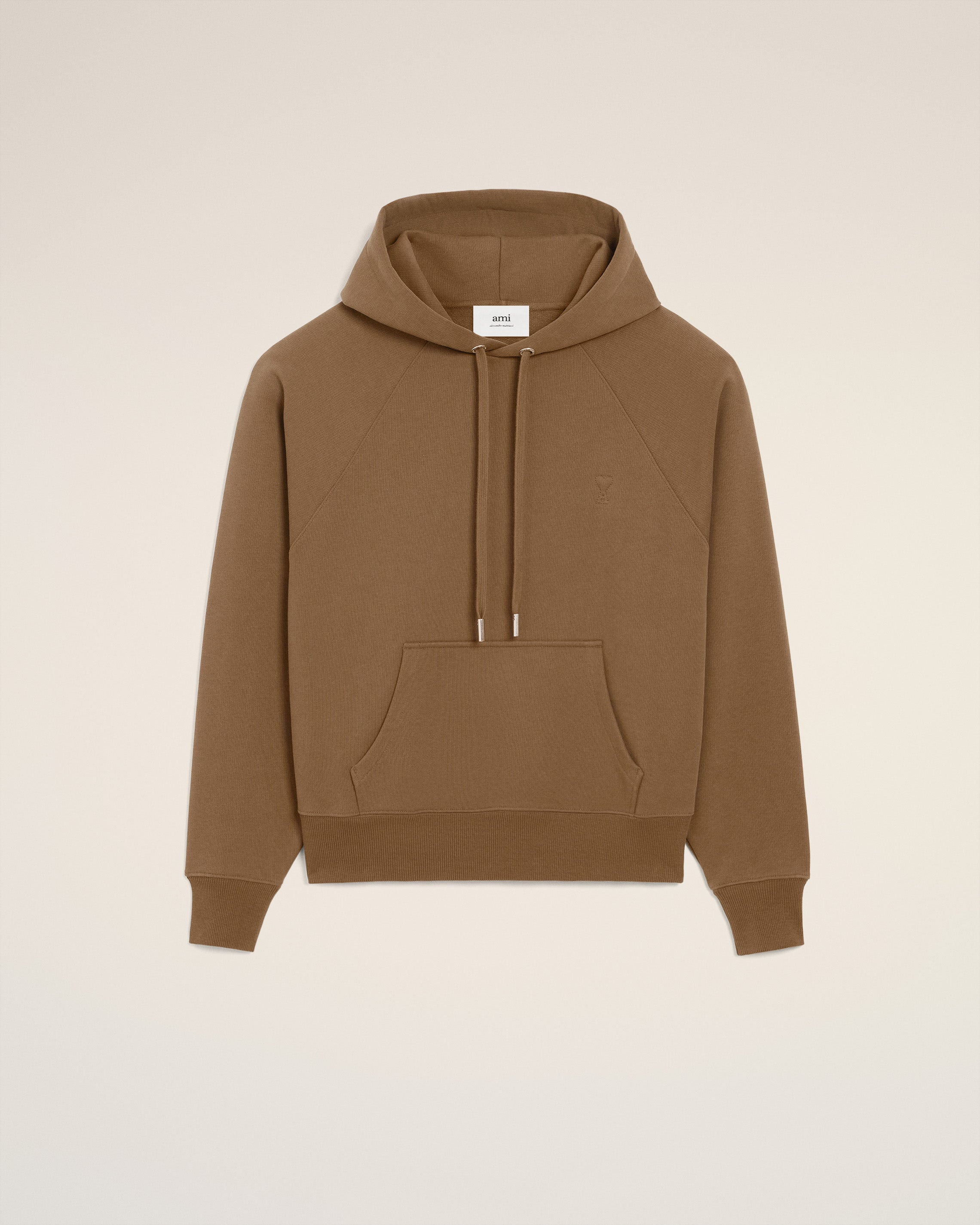 Brown Cotton Ami De Coeur Hoodie HAZELNUT