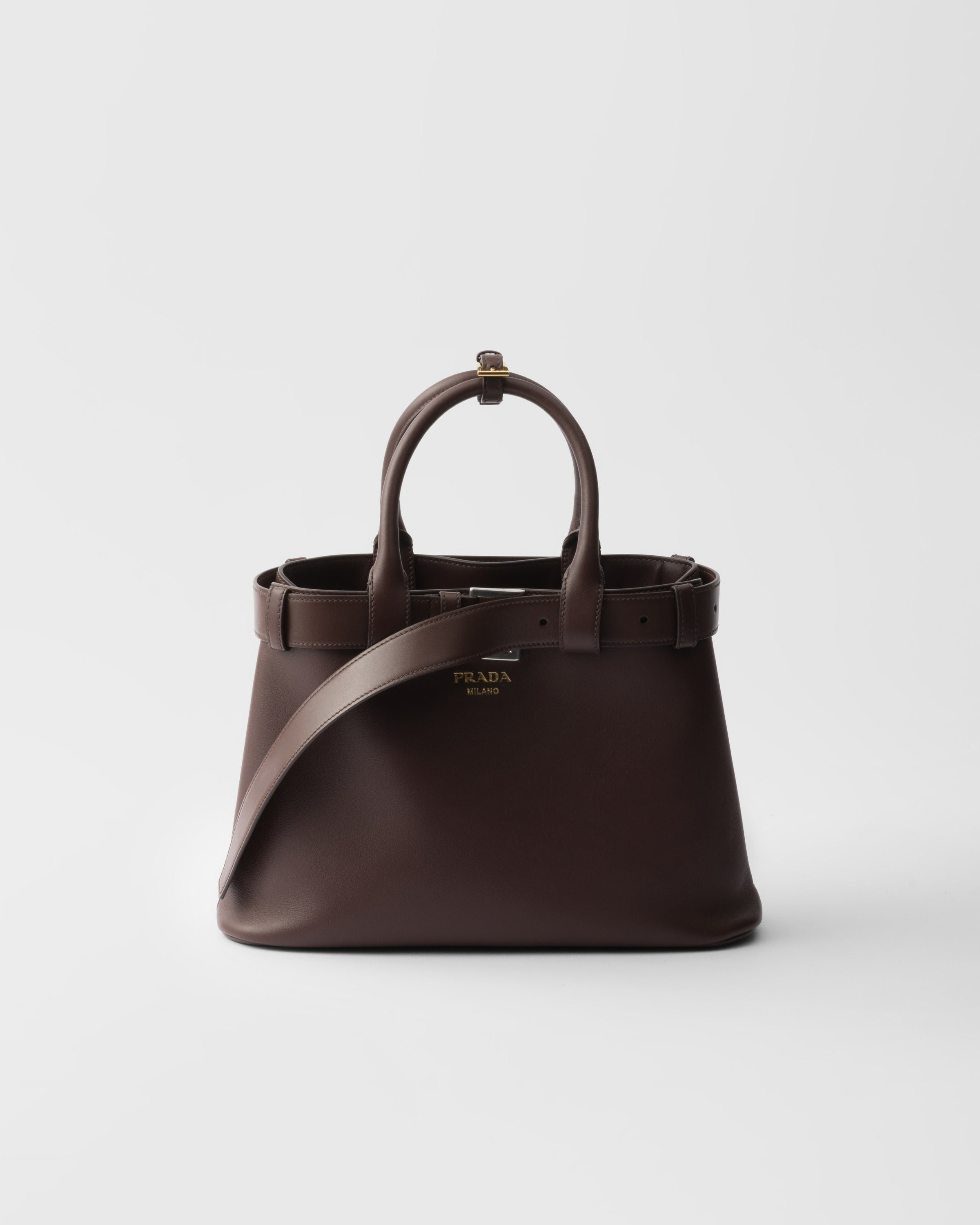 Prada Buckle small leather handbag with belt Briarwood