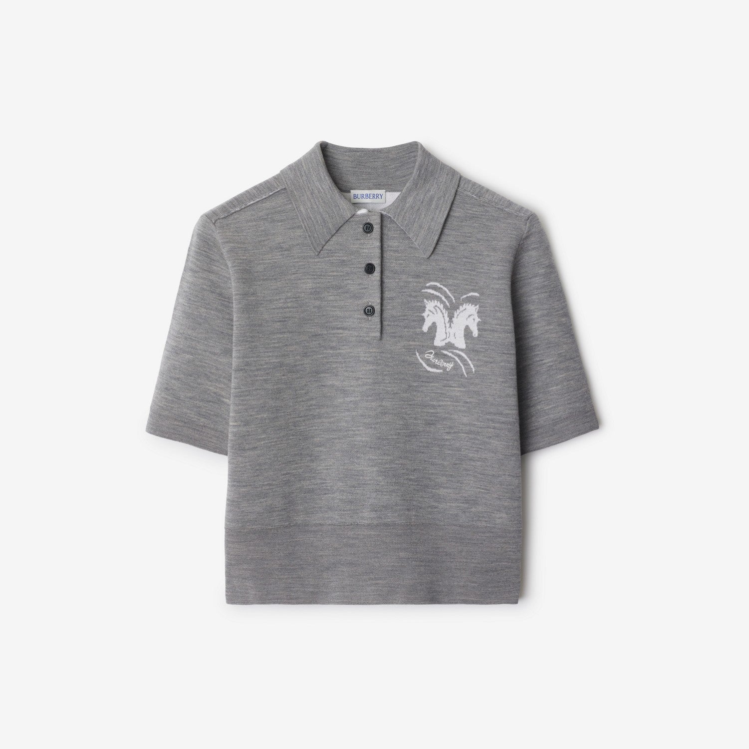 Mirrored Horse Wool Blend Polo Shirt - Grey