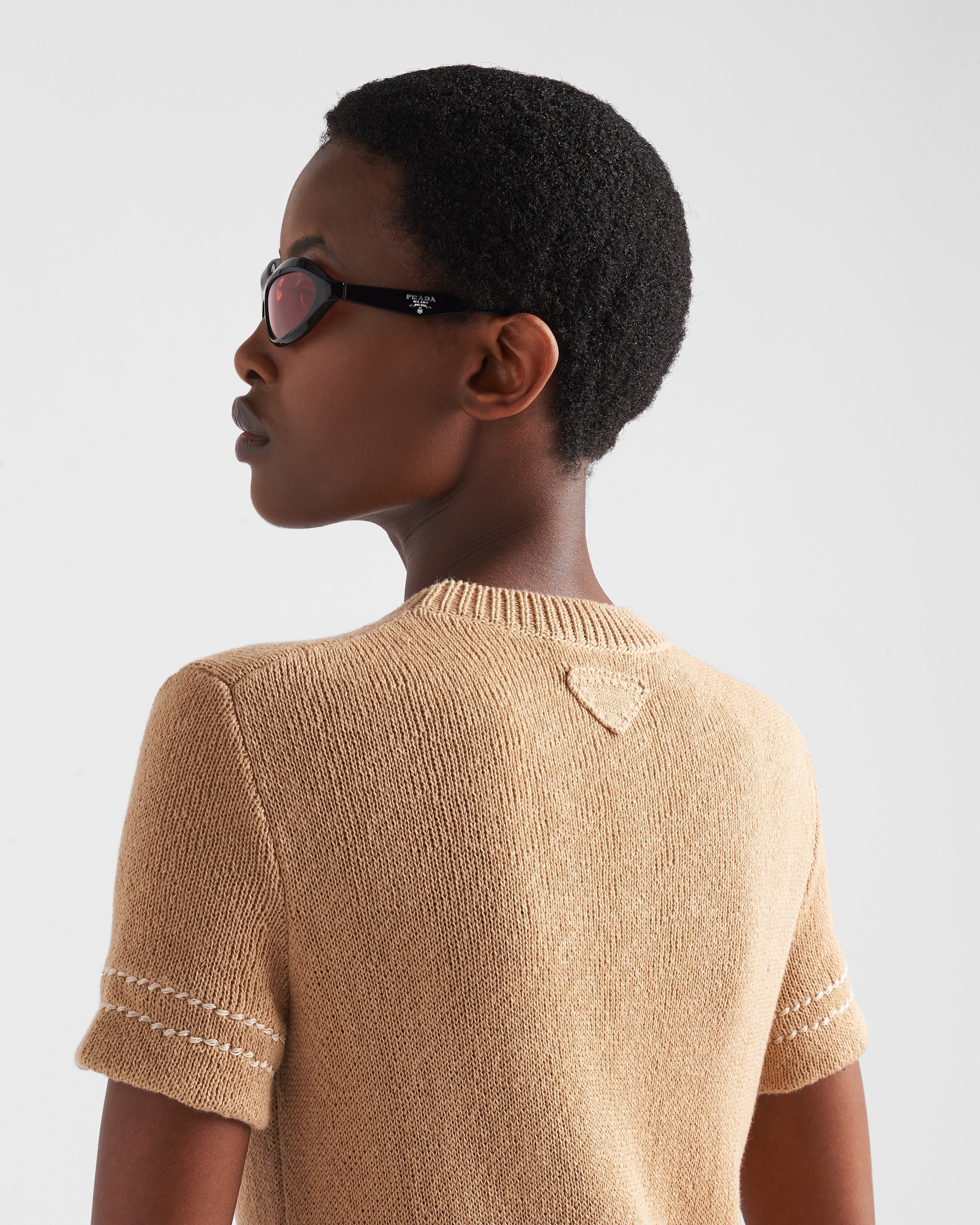 Cotton crew-neck dress Albino White