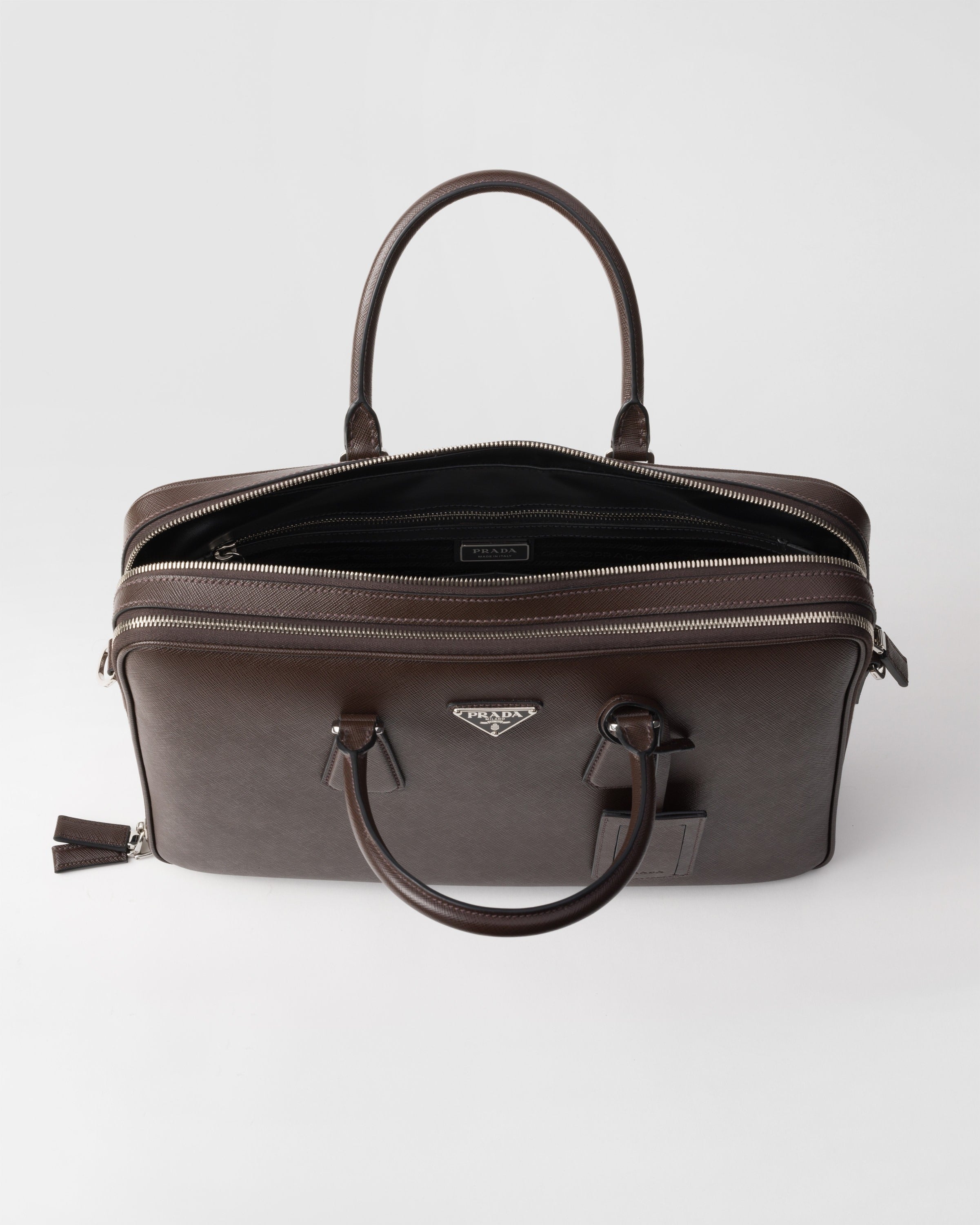 Saffiano leather briefcase Coffee