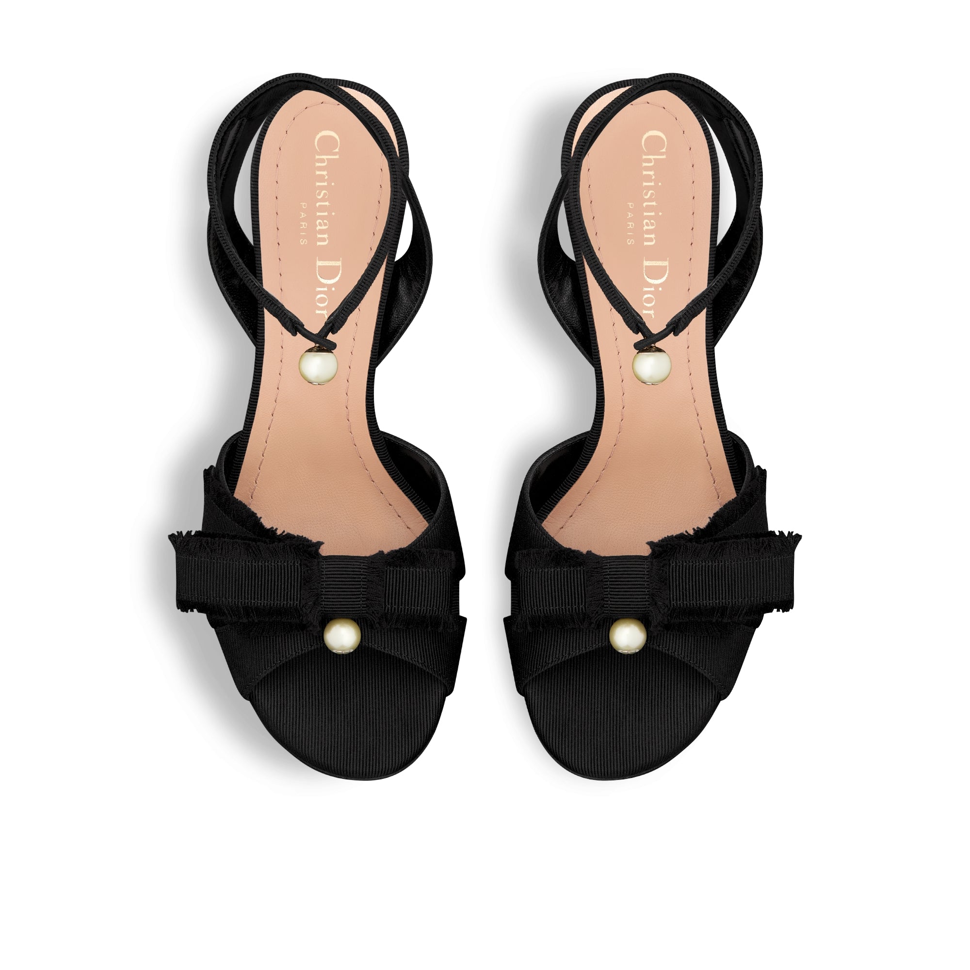 Adiorable Heeled Sandal - Black Fringed Grosgrain