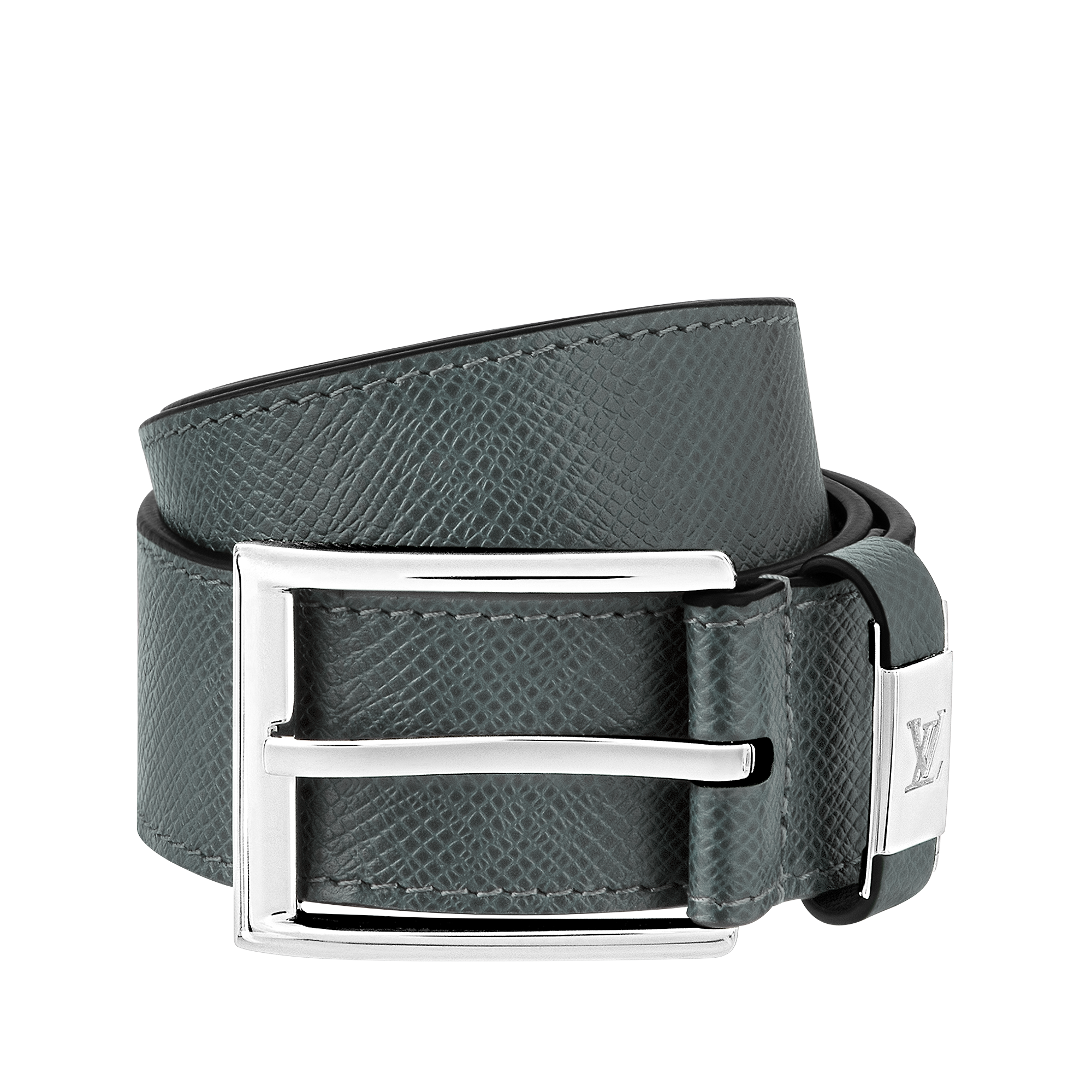 LV City Pin 35mm Belt Taiga Leather - Dark Green