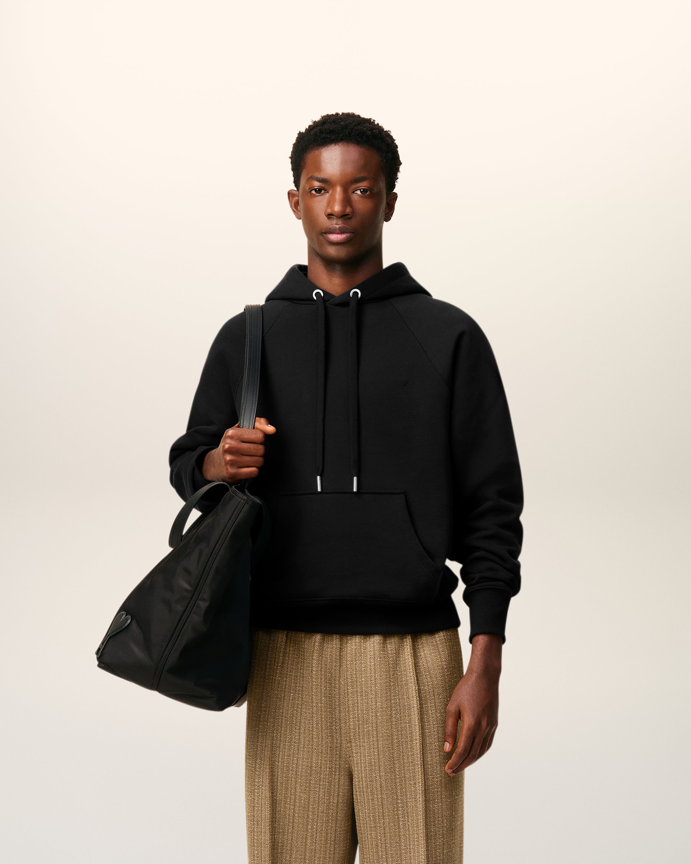 Black Cotton Ami De Coeur Hoodie BLACK