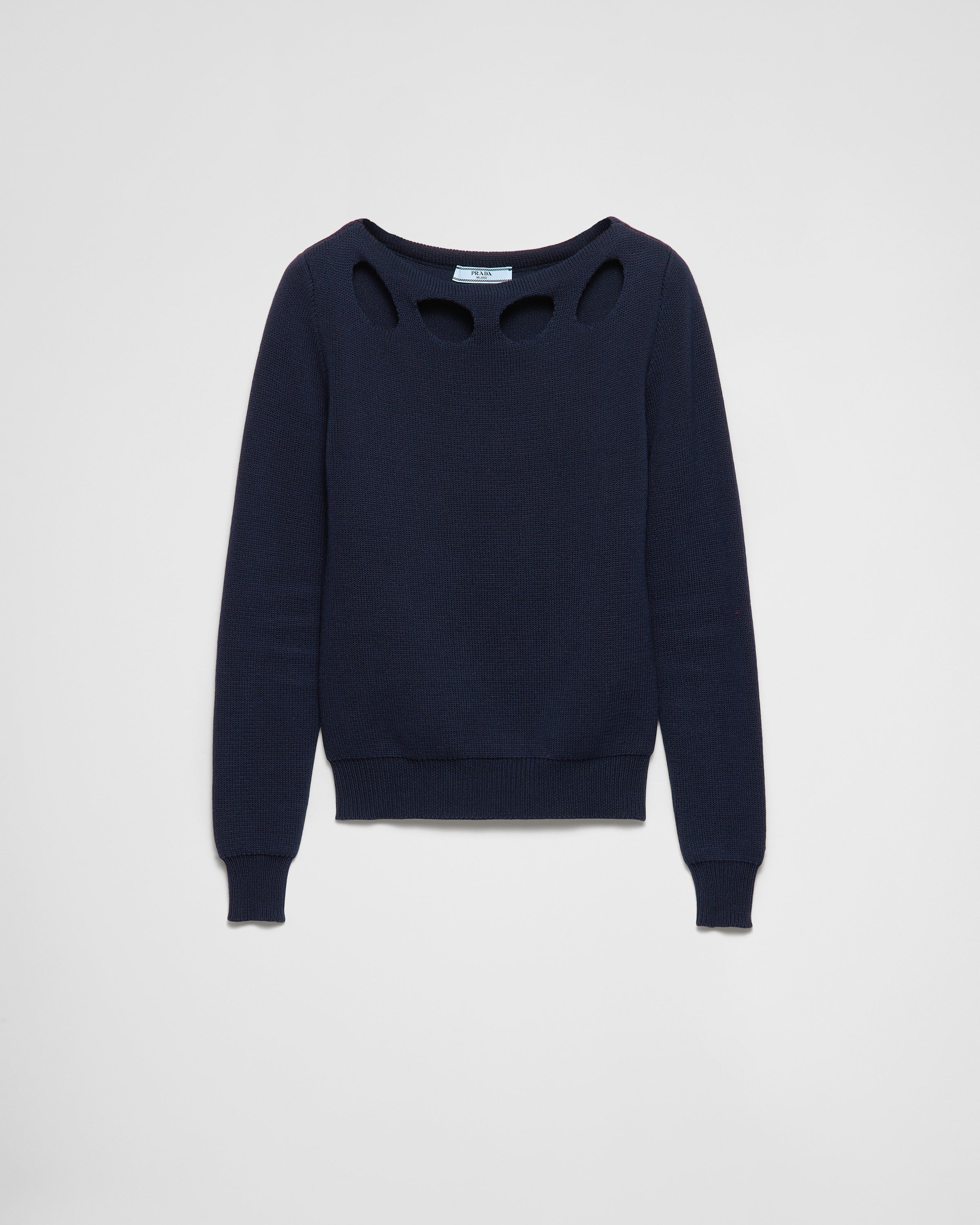 Cotton boat neck sweater Navy