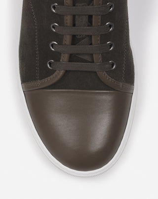 DBB1 LEATHER AND SUEDE SNEAKERS - KHAKI/WHITE