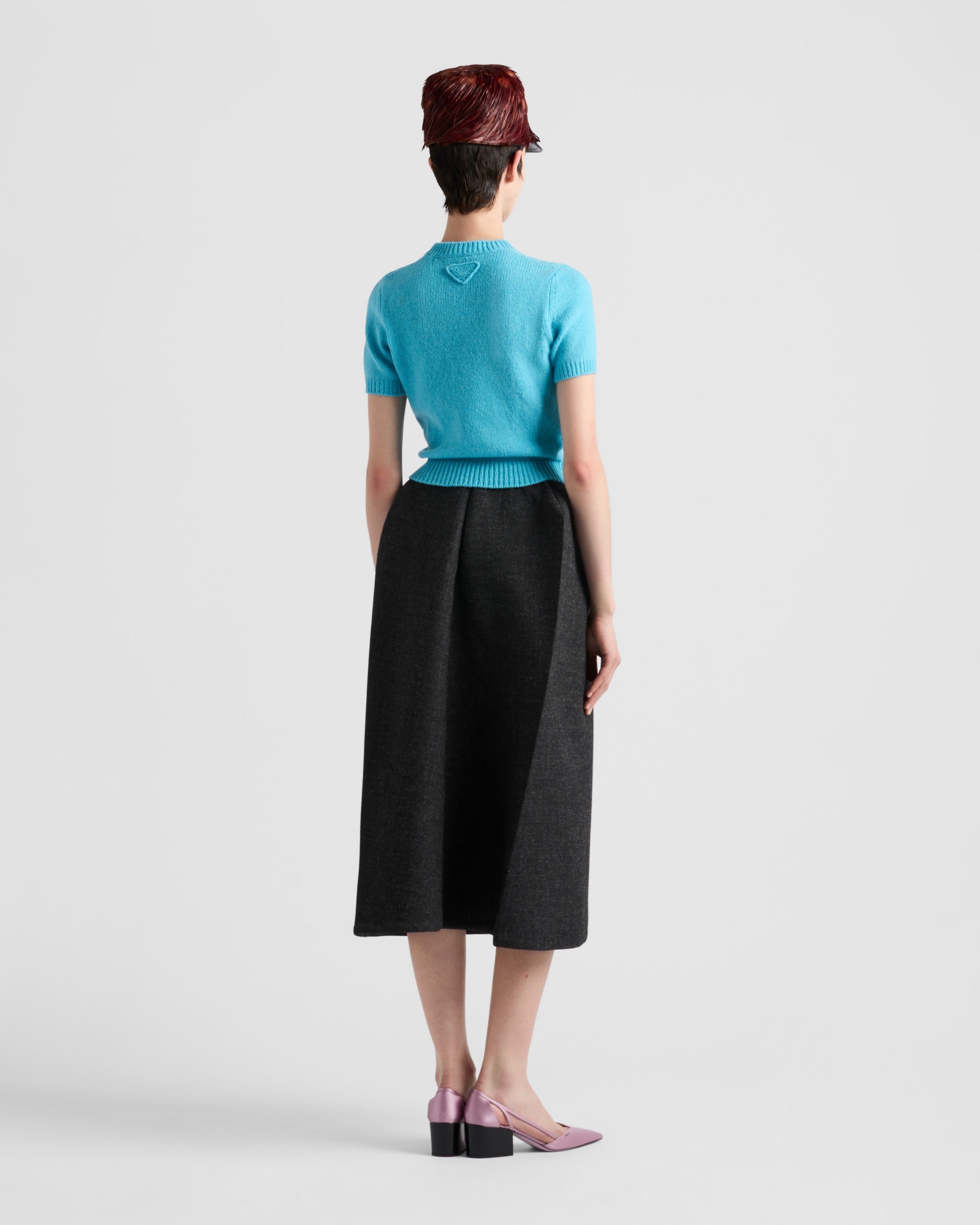 Short-sleeved cashmere sweater Light Blue