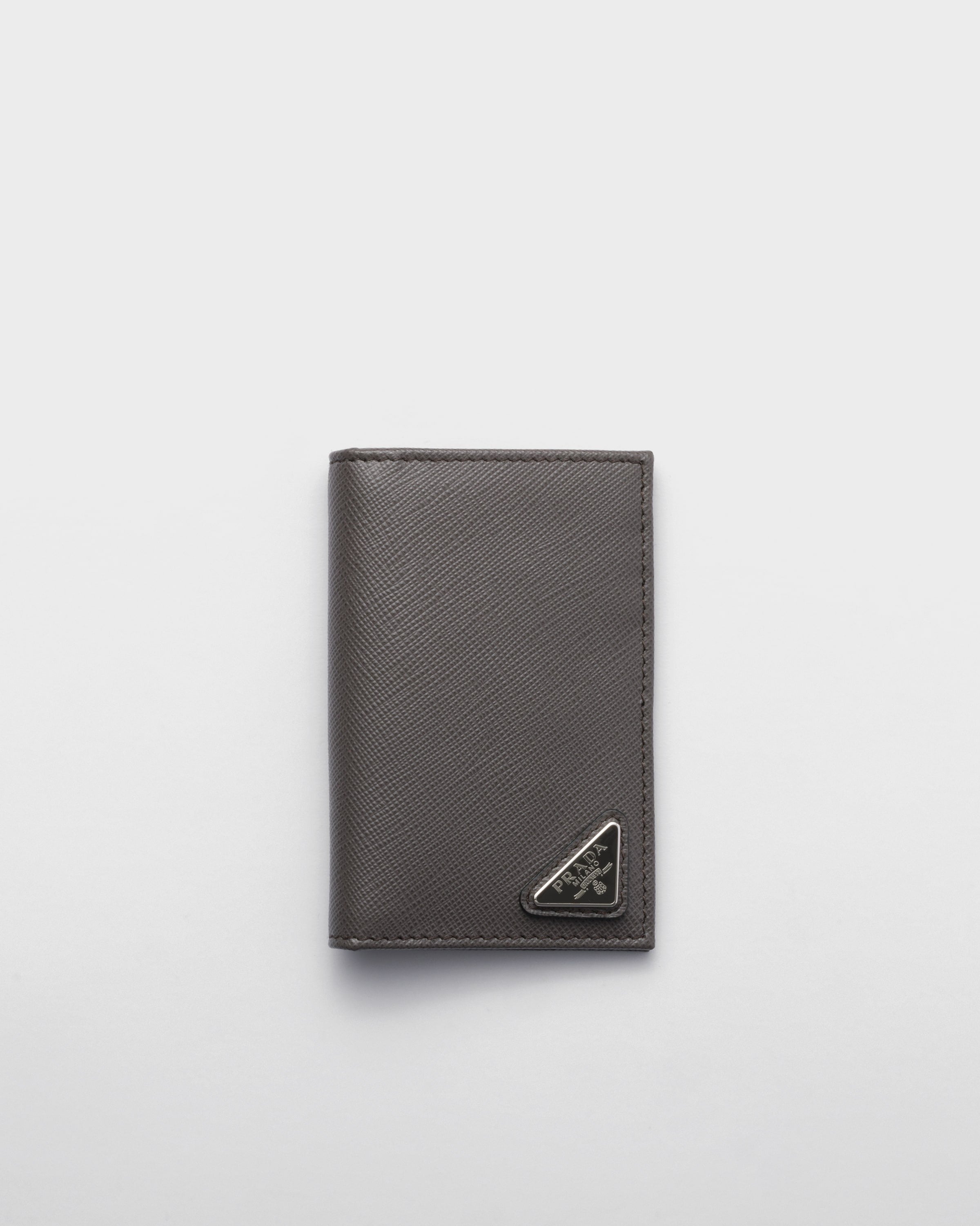 Saffiano Leather Card Holder Smoky Gray