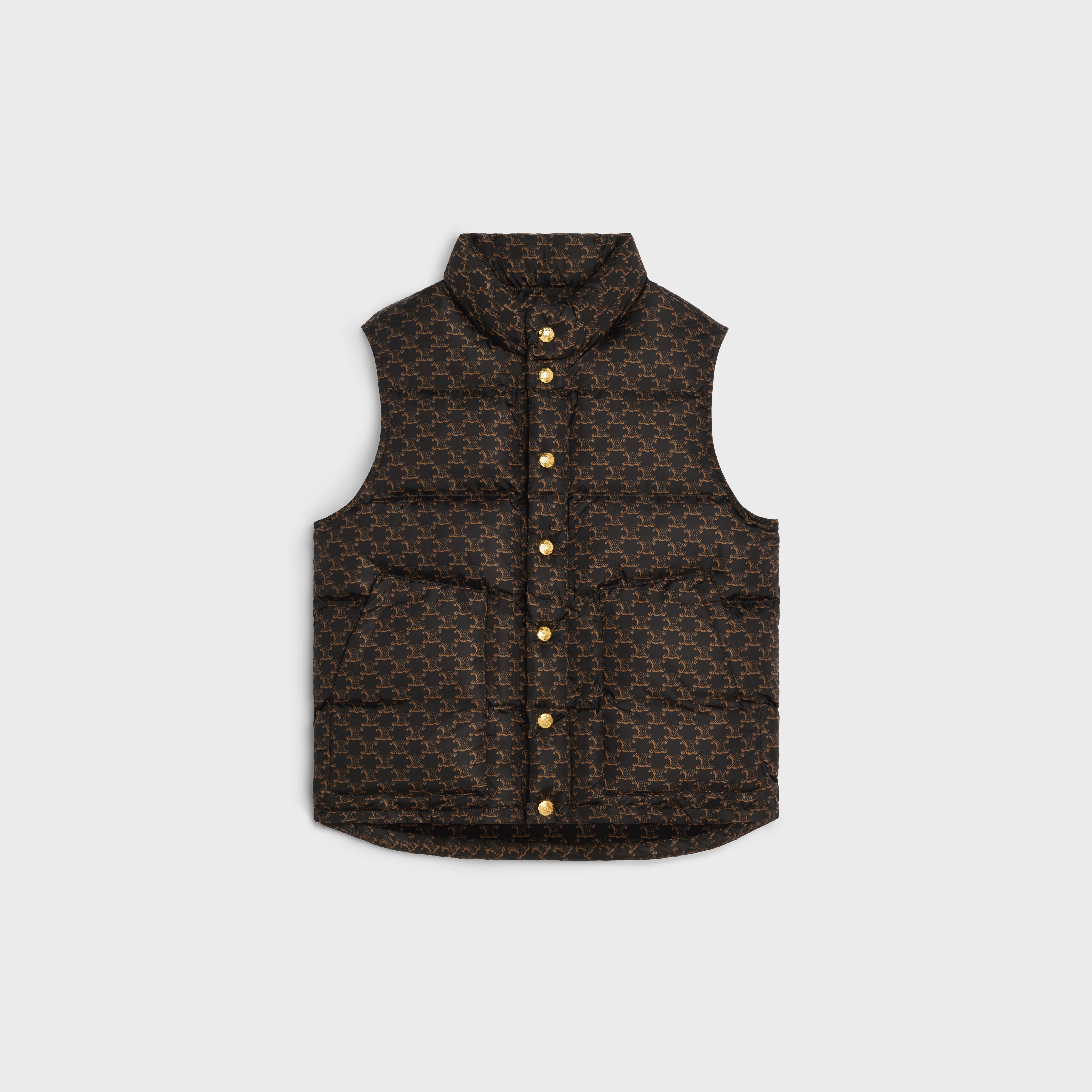 QUILTED VEST IN MONOGRAM NYLON - BEIGE / BLACK