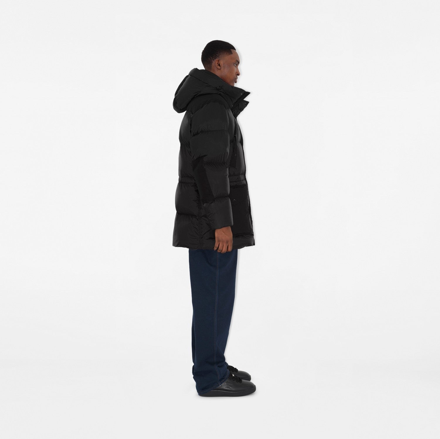 Nylon Puffer Coat - Black