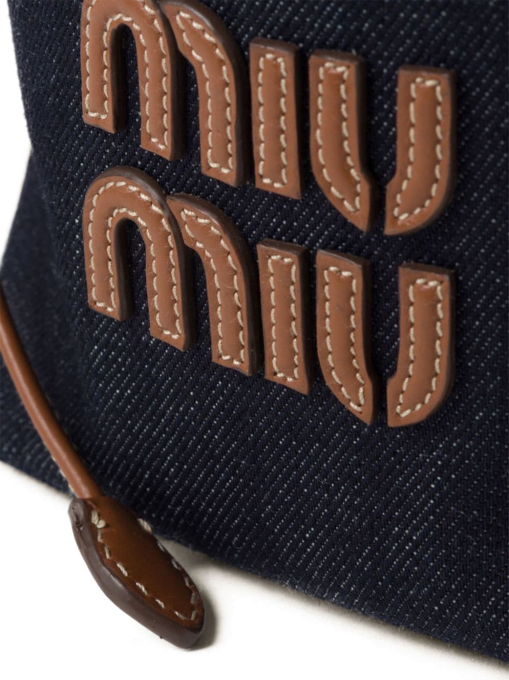 Miu Miu logo-lettering Denim Bucket Bag