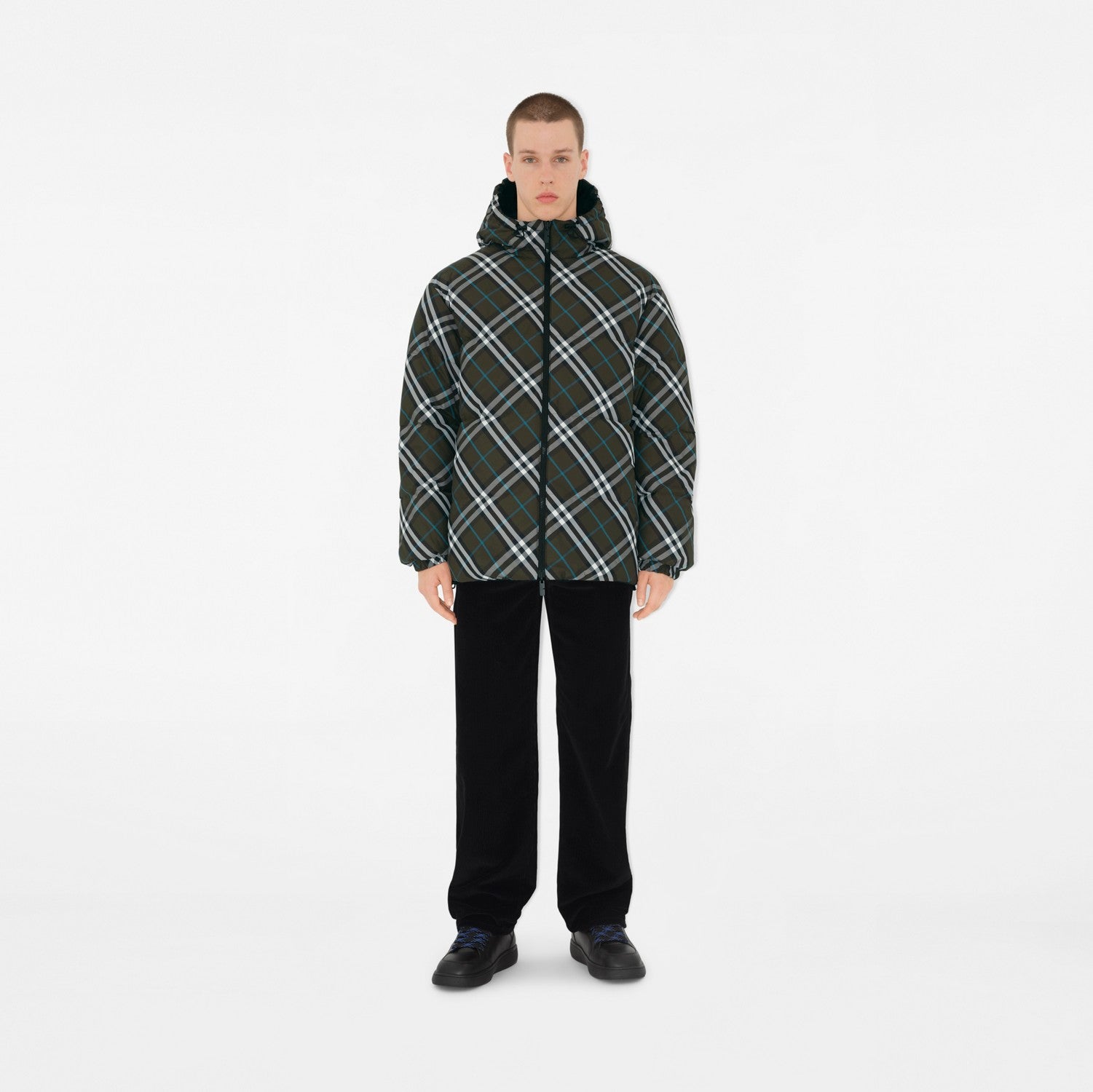 Reversible Check Nylon Puffer Jacket - Snug