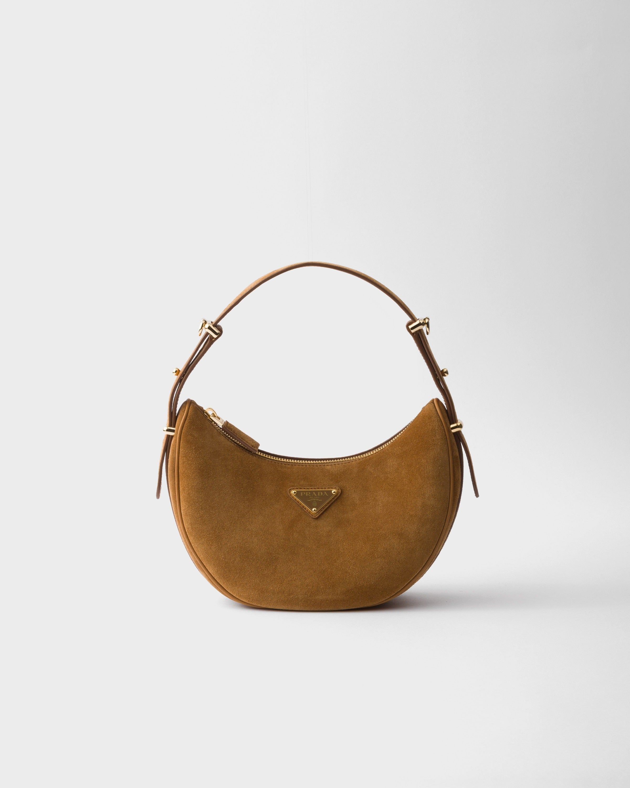 Prada Arqué suede shoulder bag Cinnamon