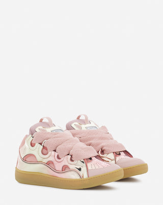 CURB SNEAKERS IN METALLIC LEATHER - DUSTY ROSE