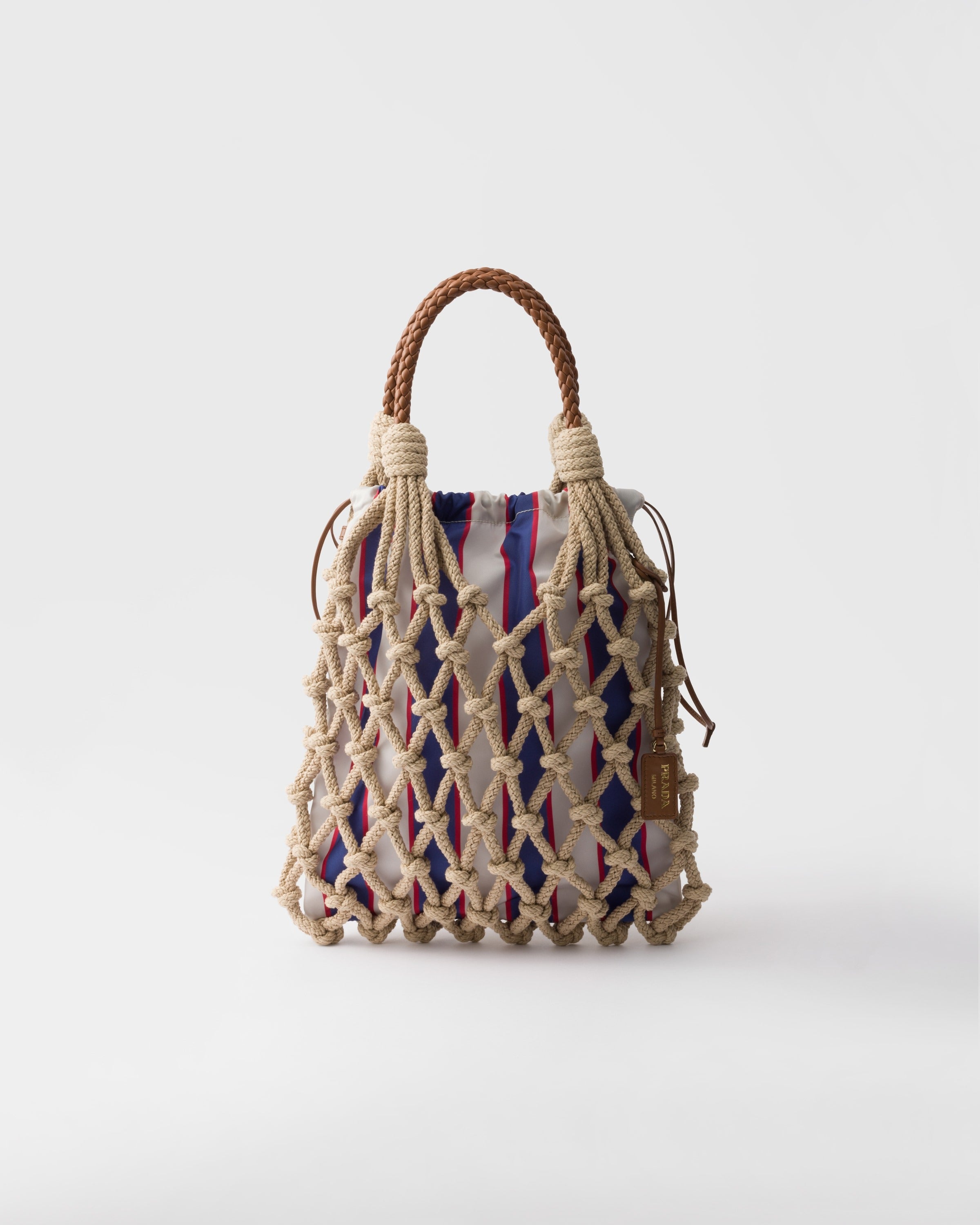 Prada Noué medium cotton macramé bag Cord/Royal Blue