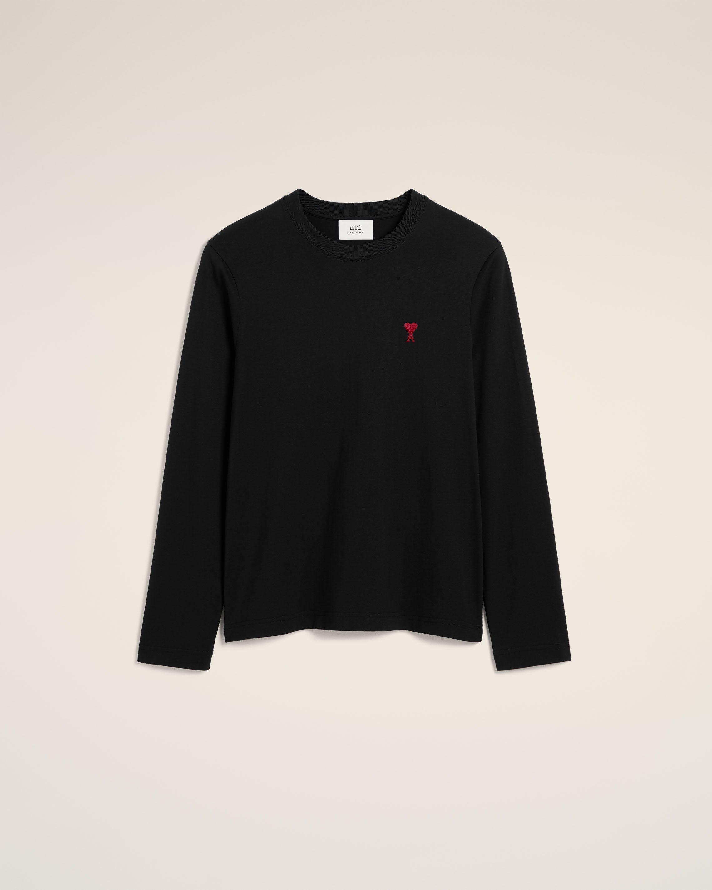 BLACK COTTON AMI DE COEUR LONG SLEEVES T-SHIRT BLACK