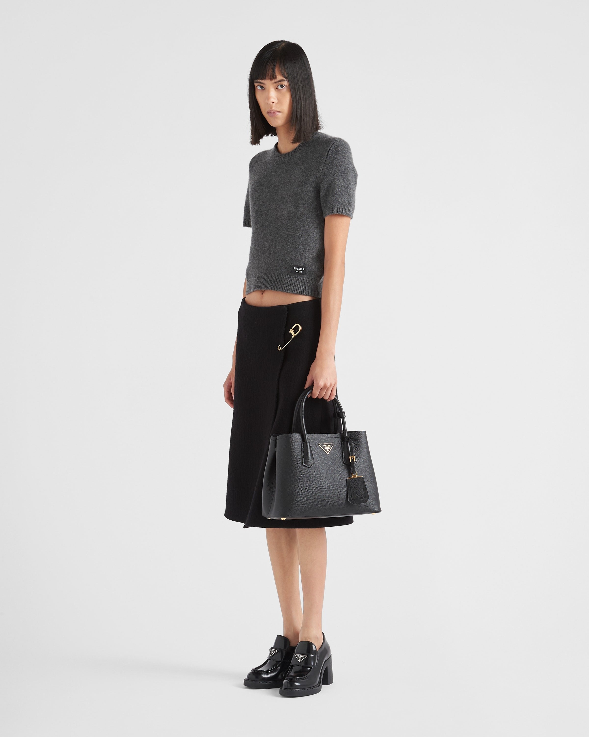 Medium Prada Double Saffiano leather bag Black