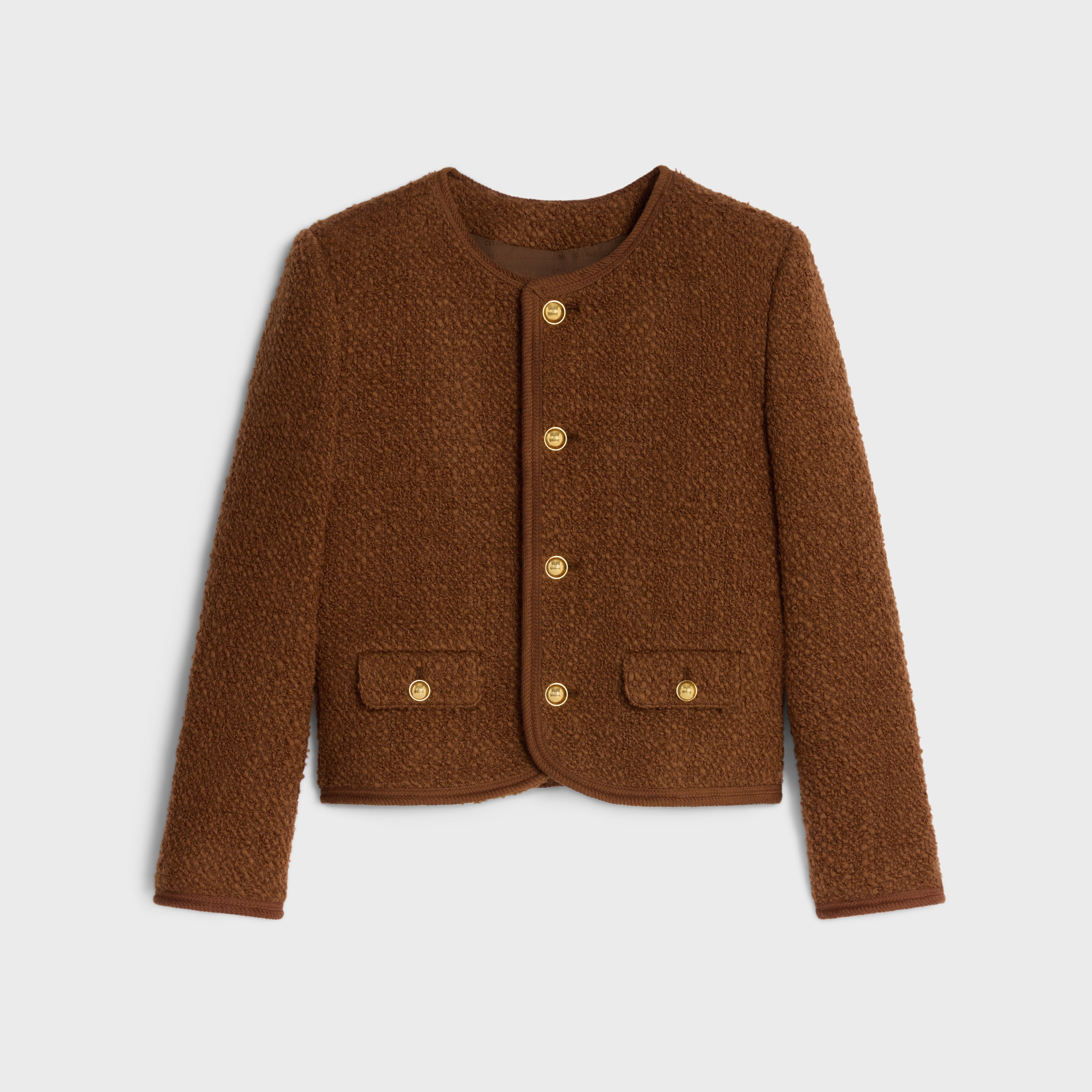 CHELSEA JACKET IN MOHAIR WOOL TWEED - NOISETTE