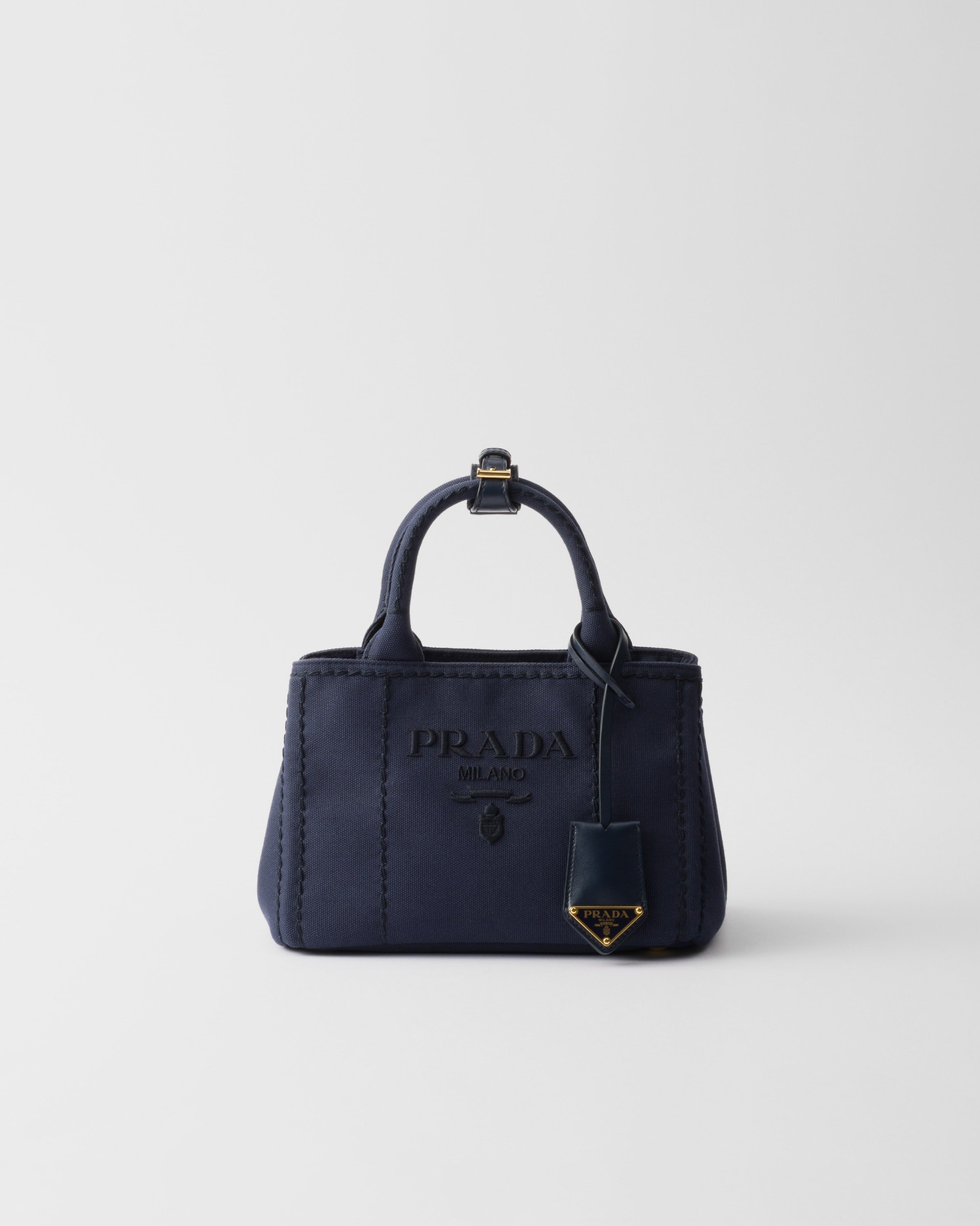 Prada Jardinière cotton canvas mini handbag Baltic Blue