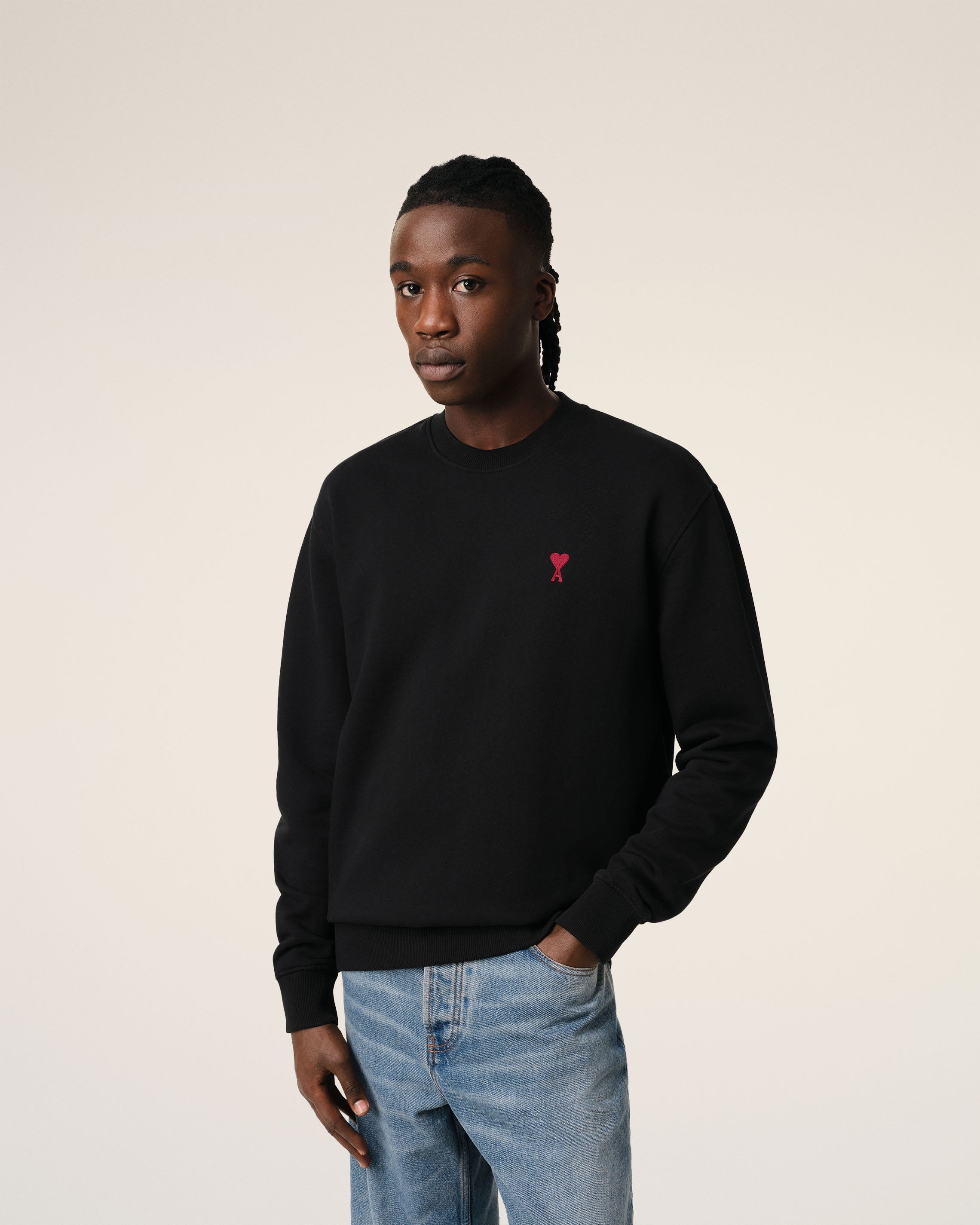 BLACK COTTON AMI DE COEUR SWEATSHIRT BLACK
