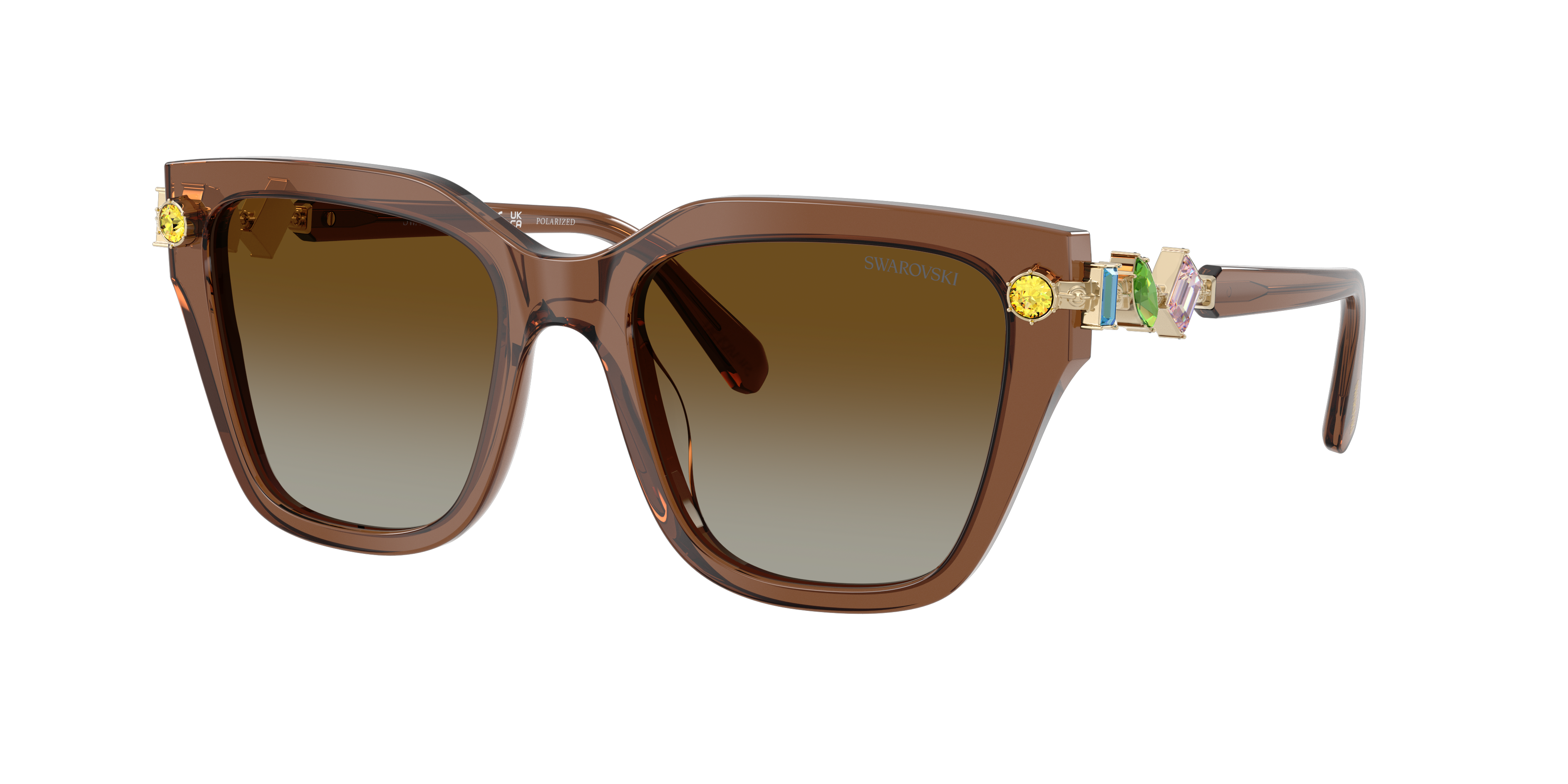 SWAROVSKI SK6041 Transparent Brown - Women Sunglasses, Gradient Brown Polar Lens