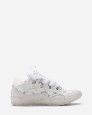 LEATHER CURB SNEAKERS - WHITE