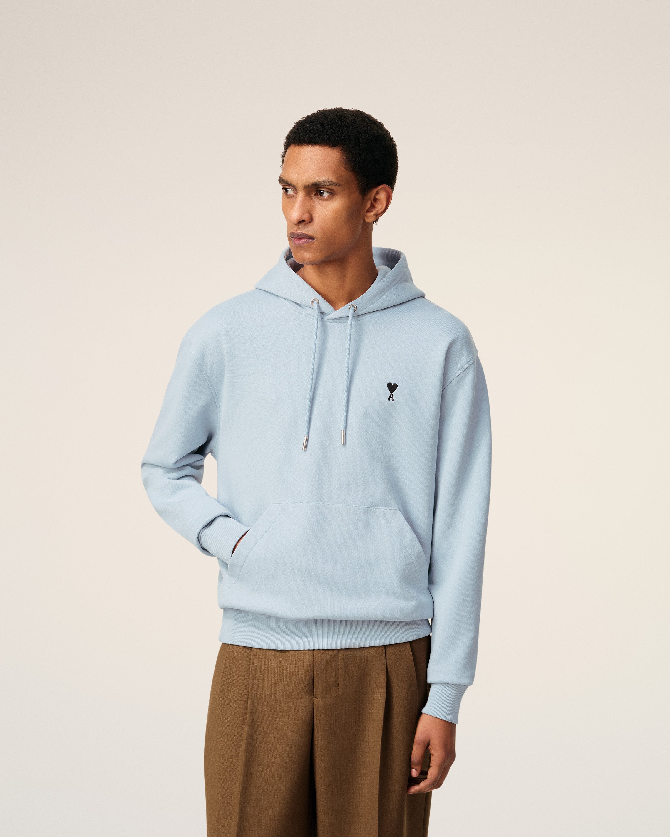 Blue Cotton Contrasted Ami De Coeur Hoodie SKY