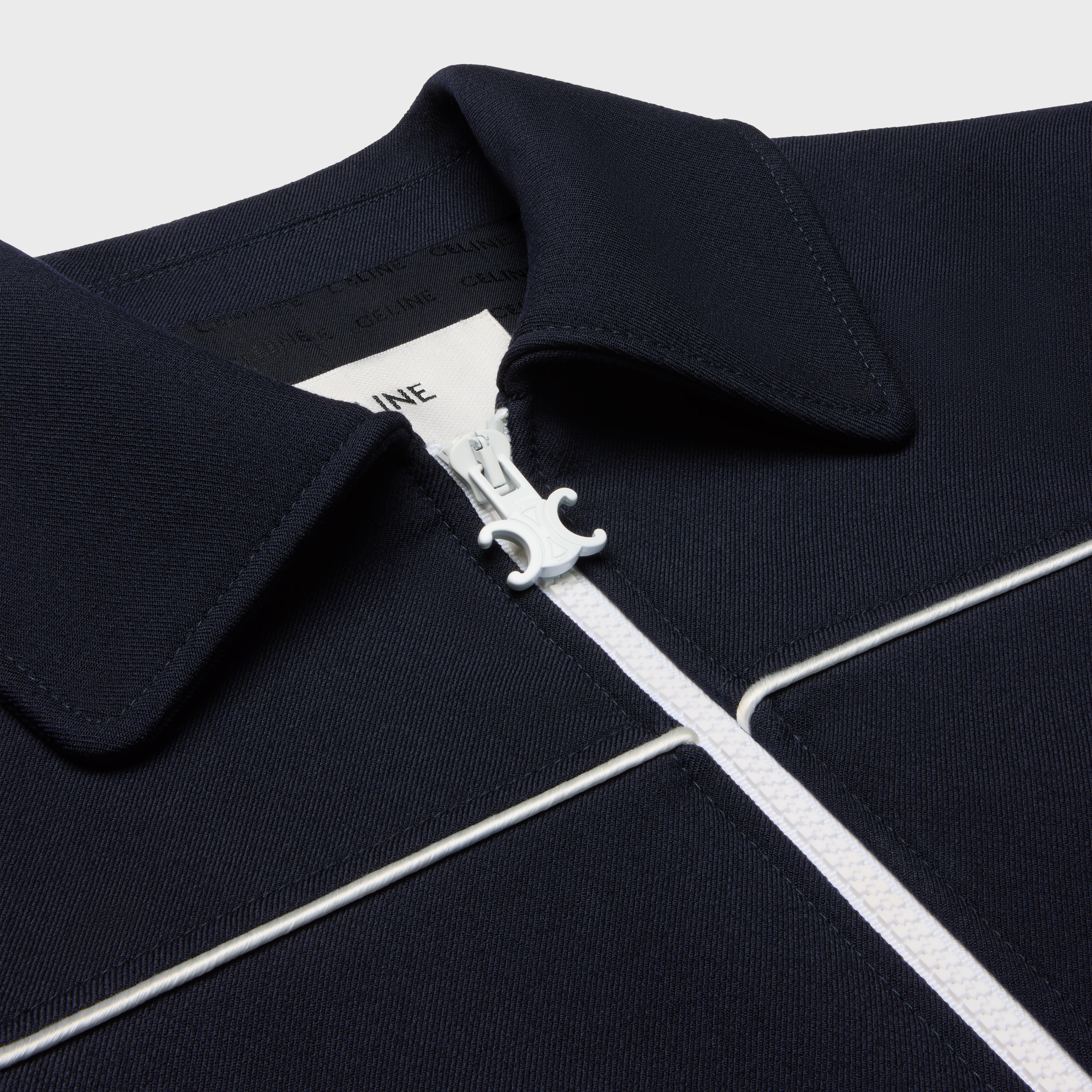 CHELSEA BLOUSON JACKET IN GAUFFERED DOUBLE WOOL - NAVY