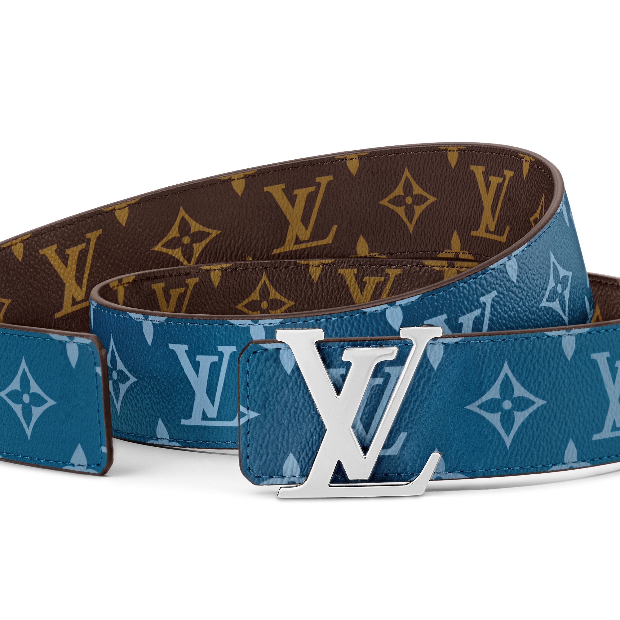 LV Initials 40mm Reversible Belt SANS LIGNE ESTHETIQUE - Bleu