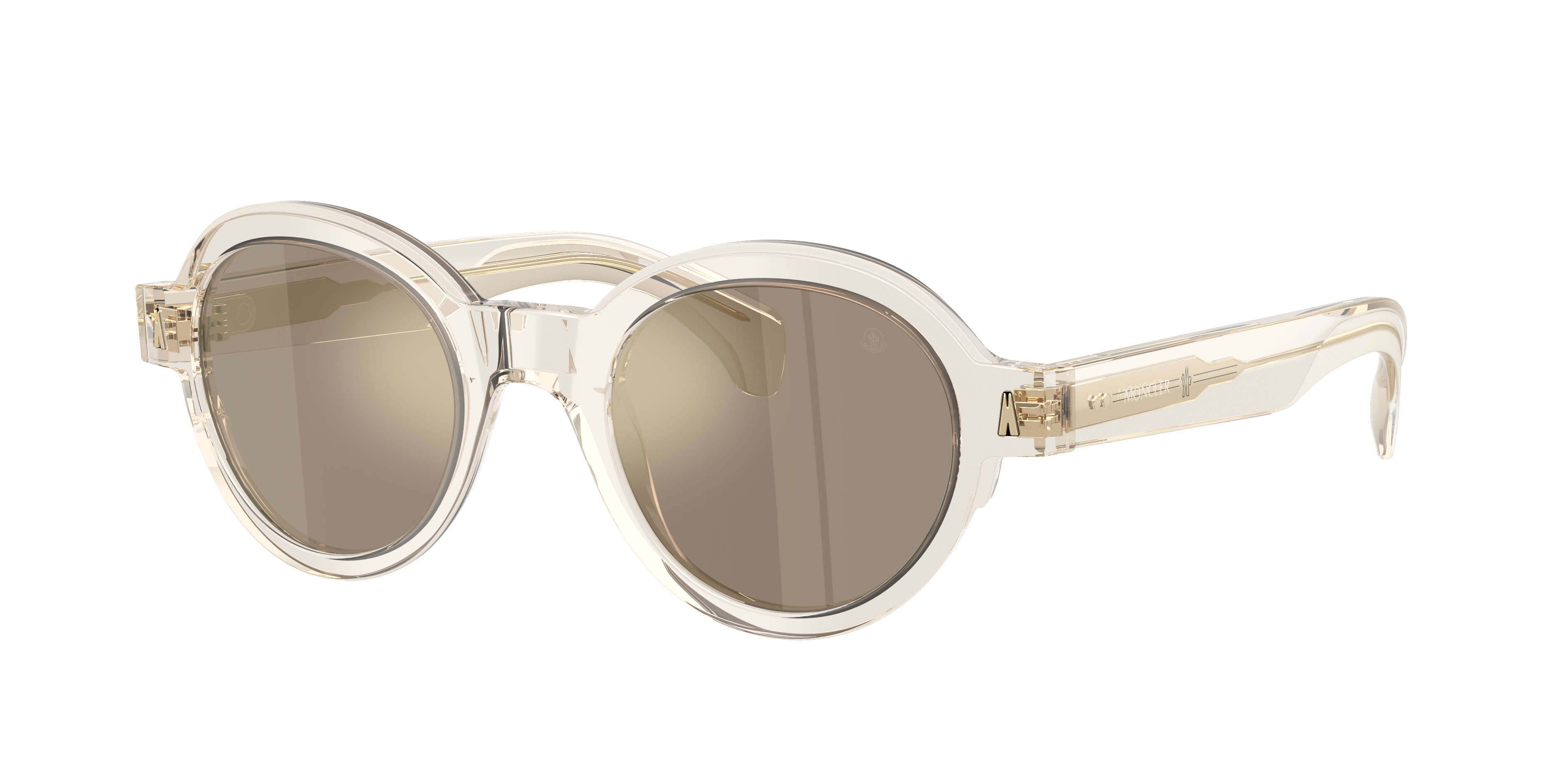 MONCLER ME6003 Rondosa Transparent Butter - Unisex Sunglasses, Light Brown Mirror Gold Lens