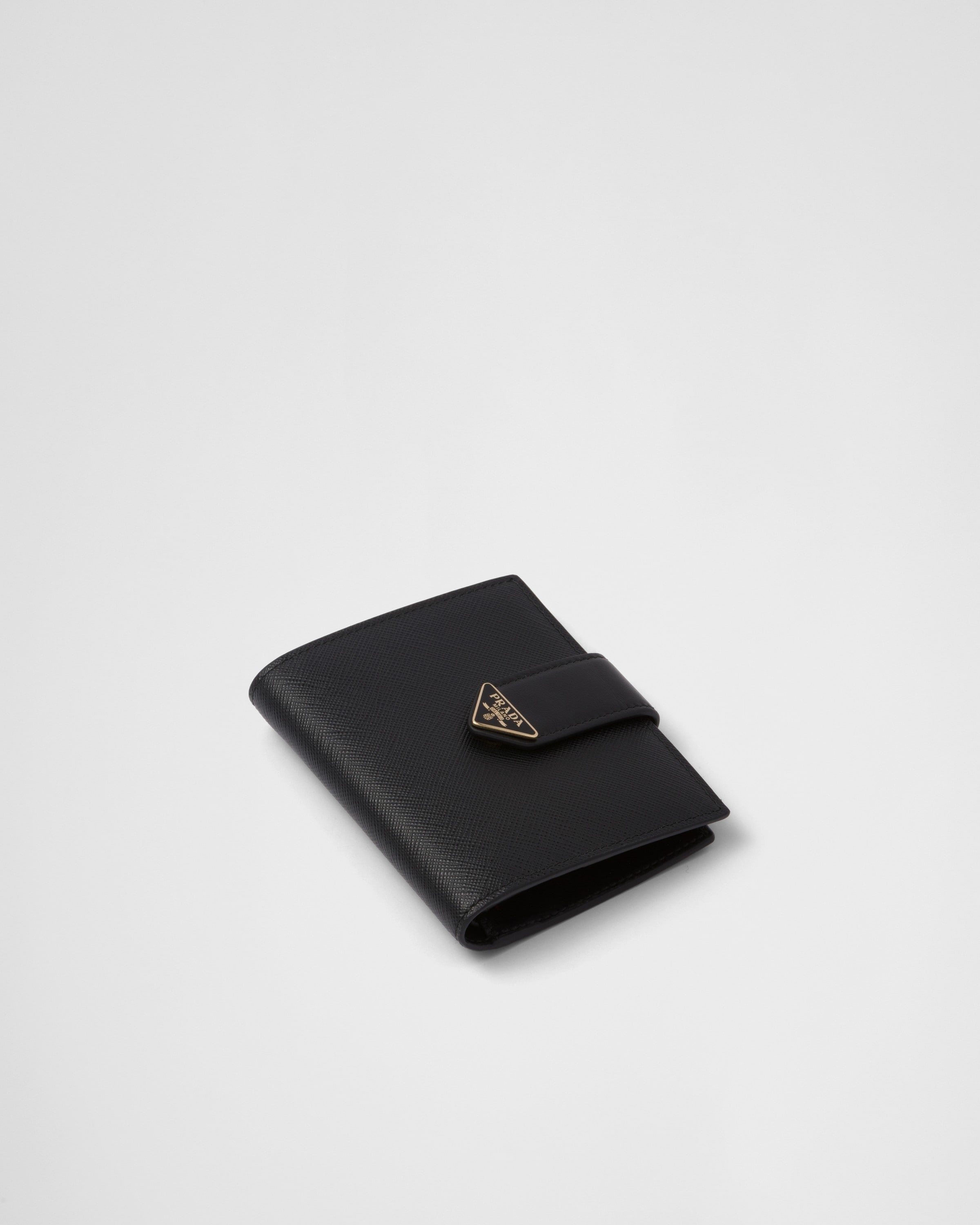 Small Saffiano and smooth leather wallet Black