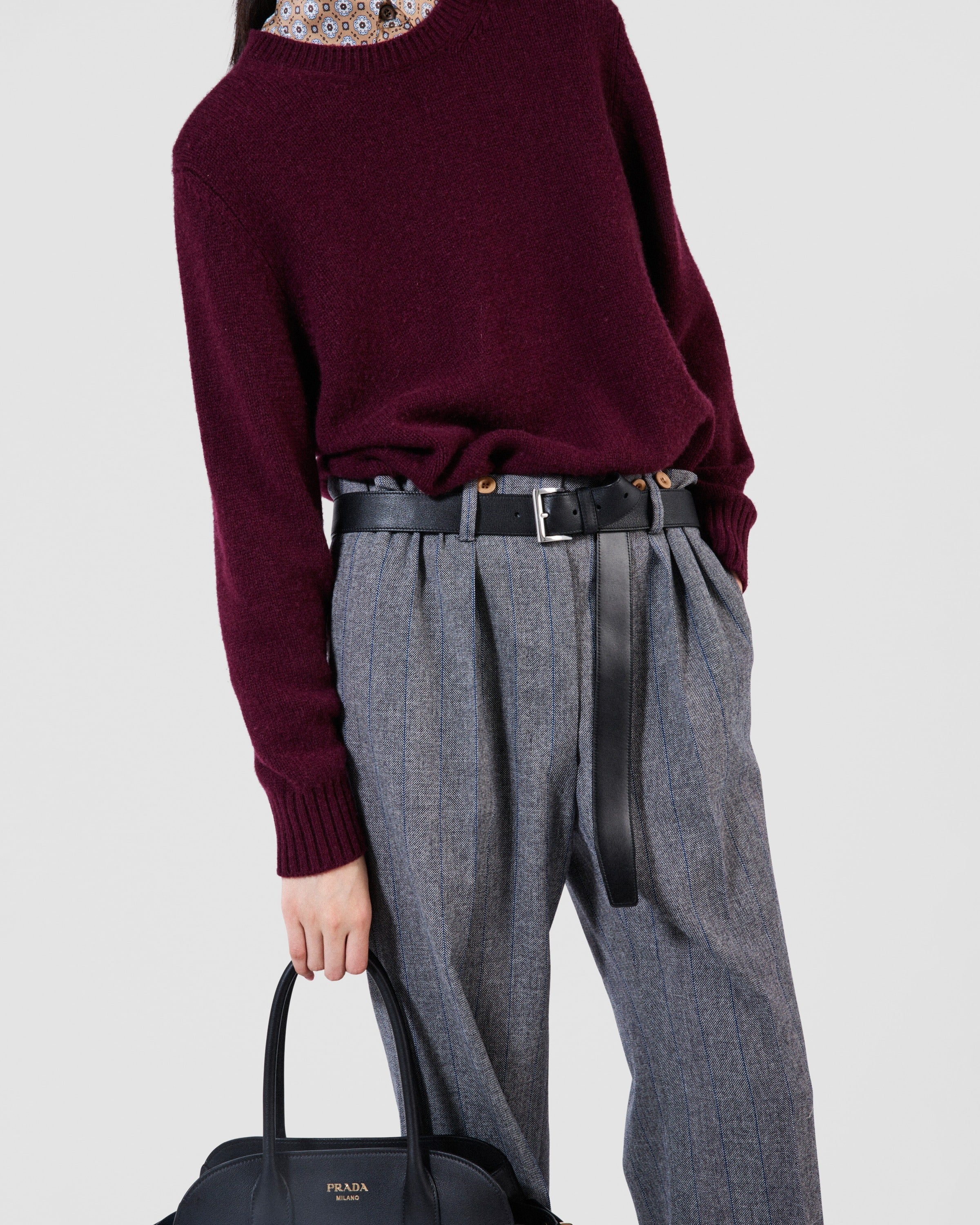 Wool and cashmere crew-neck sweater Amaranth Red/Maize Yellow