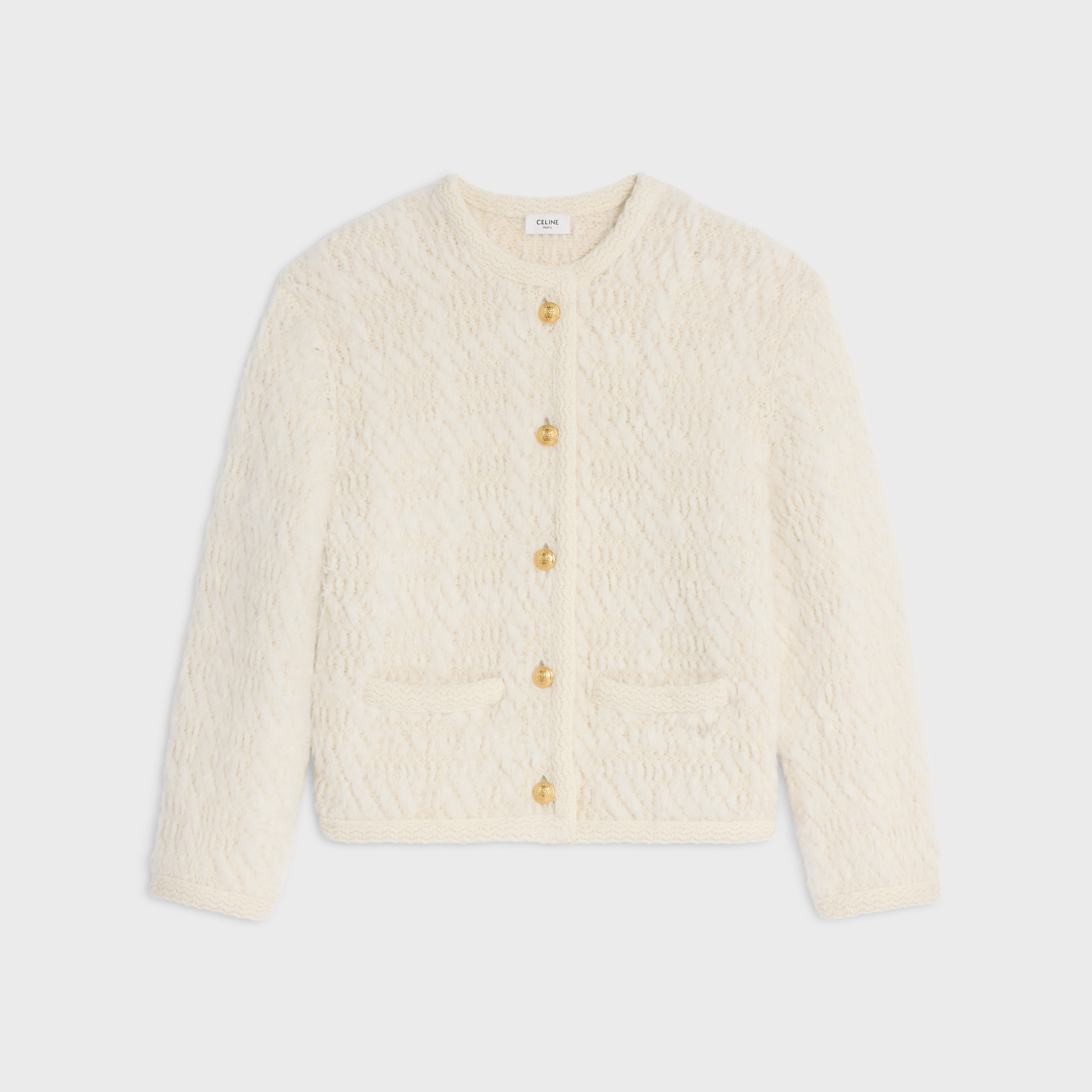 CARDIGAN JACKET IN ALPACA WOOL - OFF WHITE