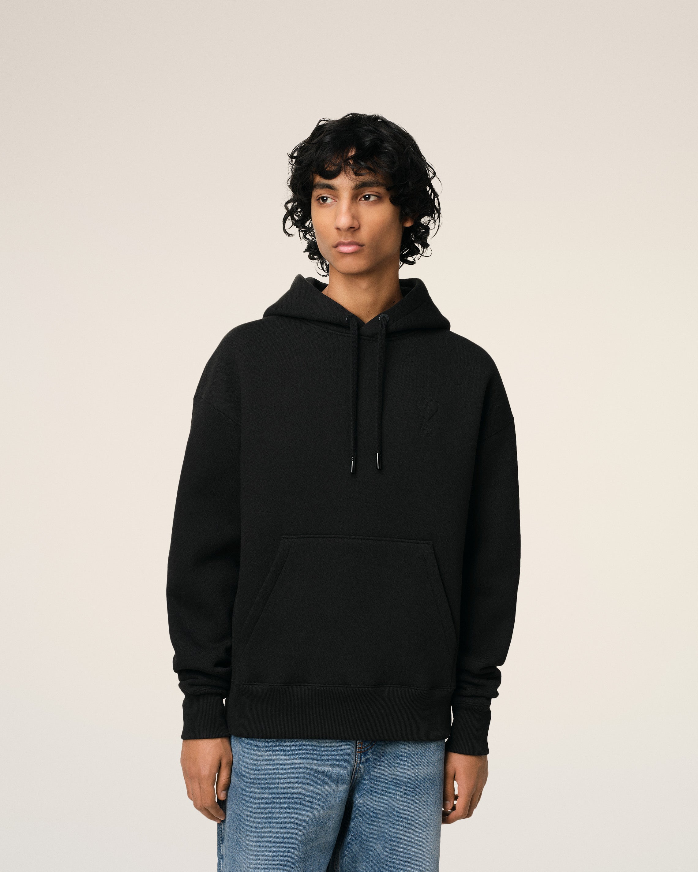 BLACK COTTON AMI DE COEUR HOODIE BLACK