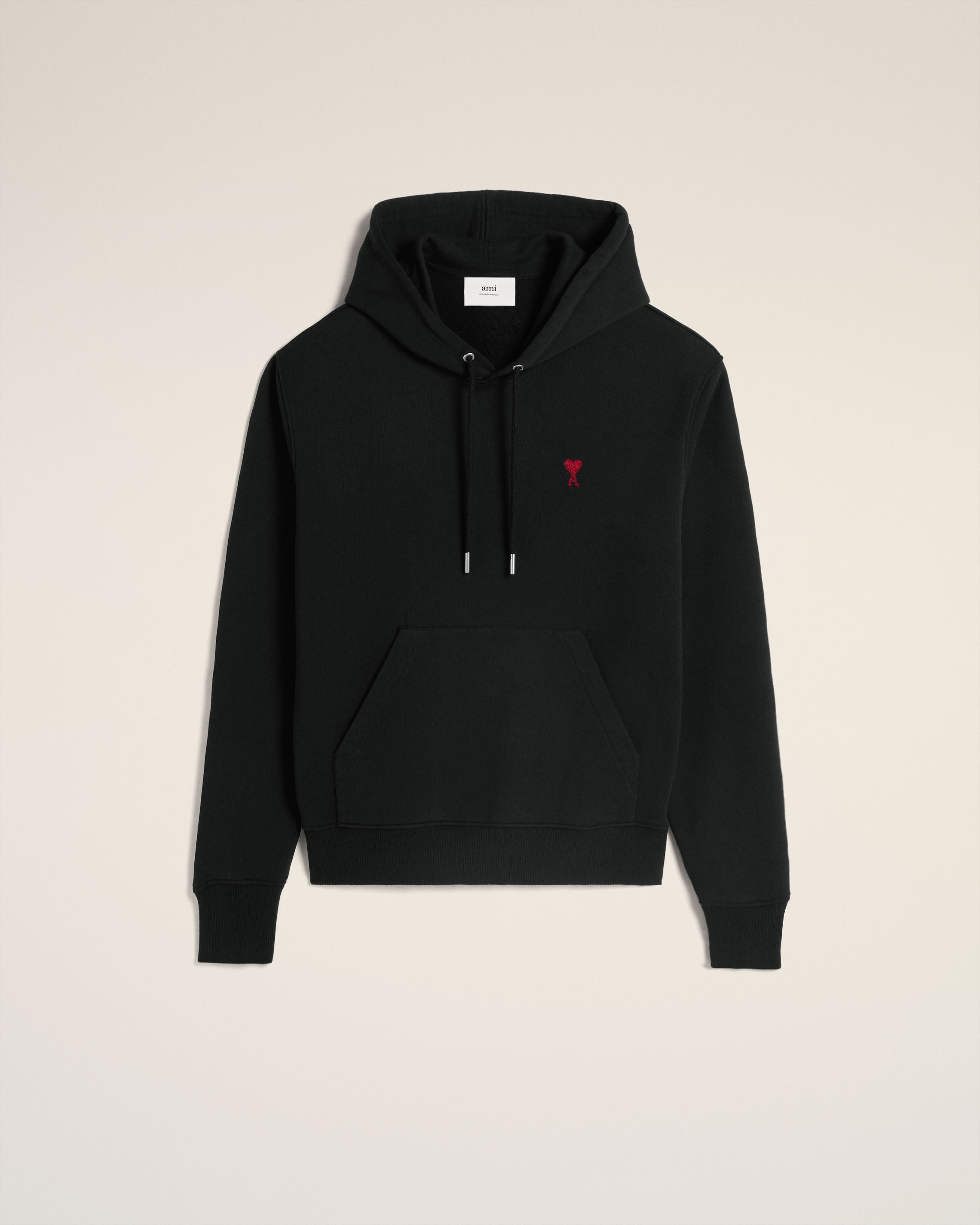 BLACK COTTON AMI DE COEUR HOODIE BLACK