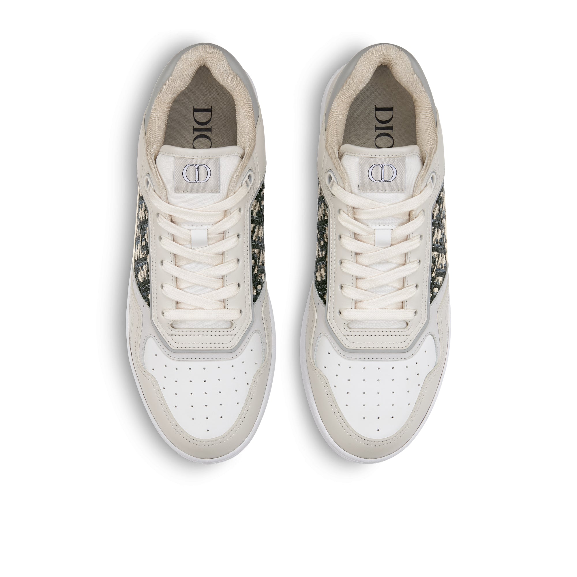 B27 Low-Top Sneaker - Cream and White Smooth Calfskin with Beige and Black Dior Oblique Jacquard